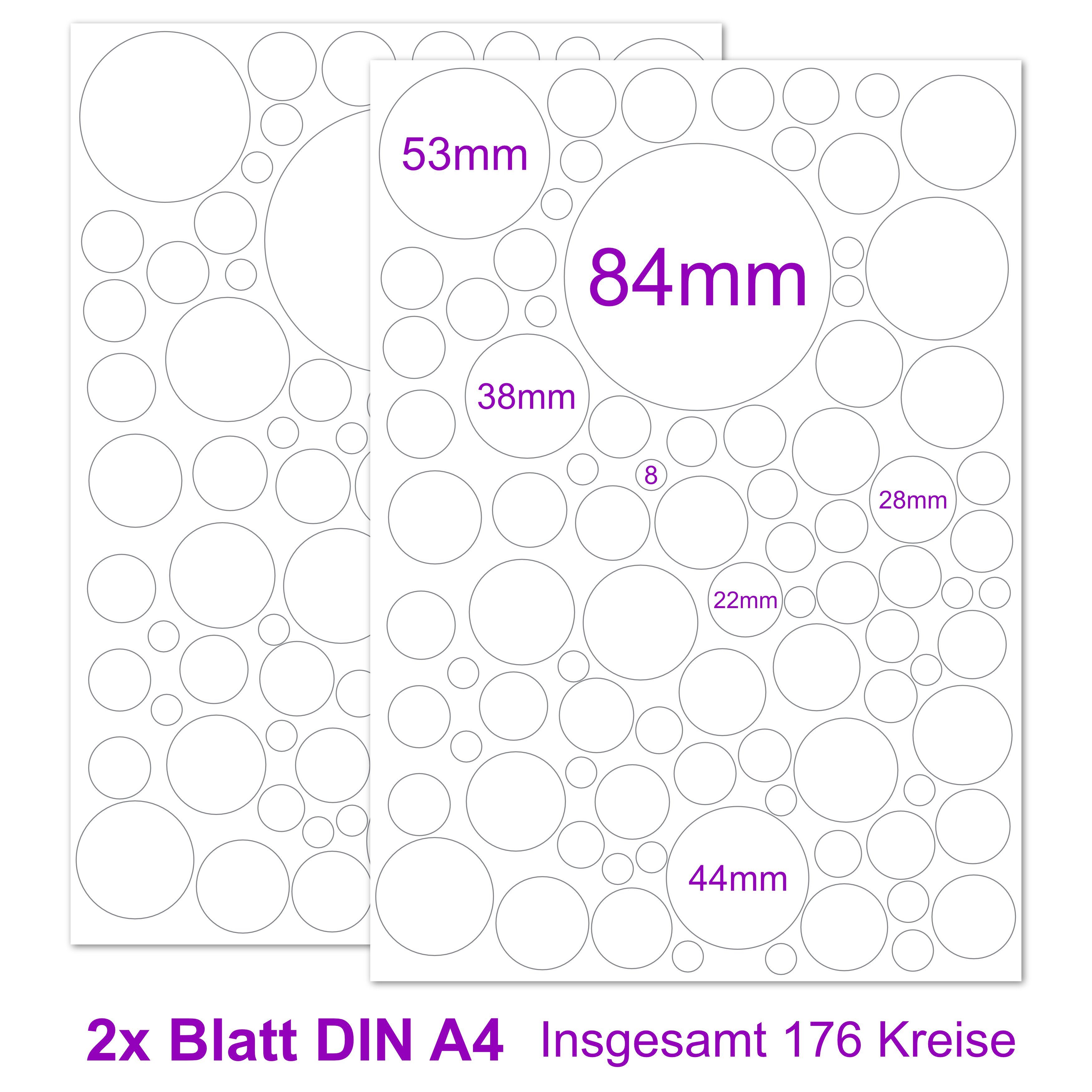 PUNALU Wandtattoo Kreis Set 176 Stück Wandtattoo für Babyzimmer Kinderzimmer Aufkleber, selbstklebend, rückstandslos abziehbar