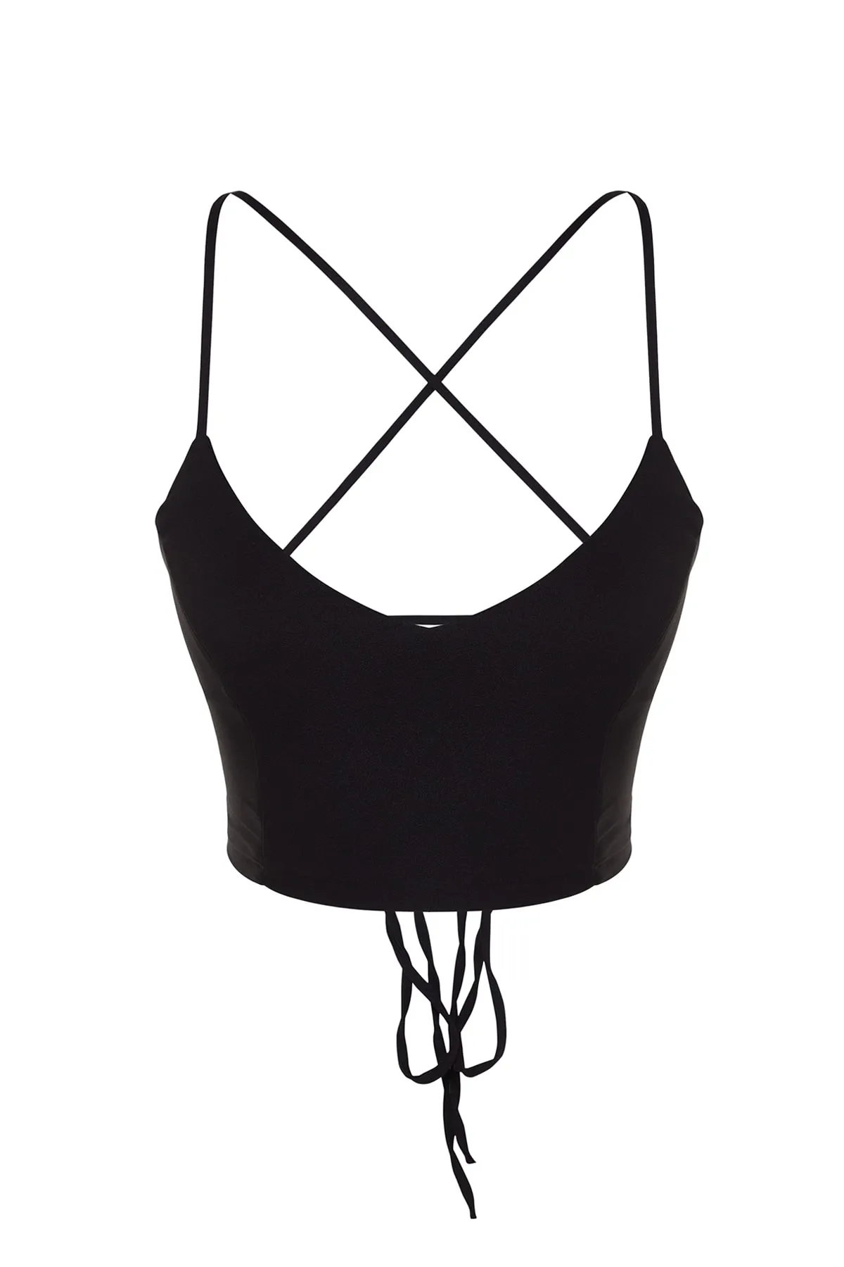 Trendyol Collection  Schwarzes, kurz gefüttertes Bustier aus gewebtem Flor TPRSS21BS0009