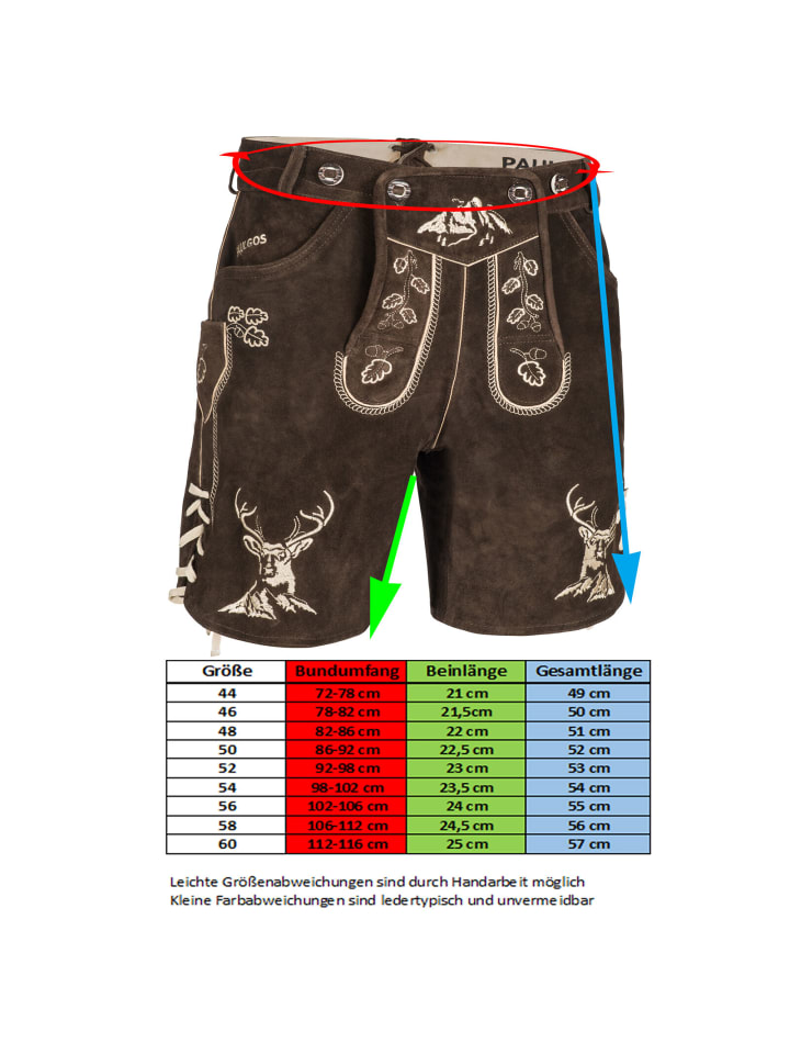 PAULGOS Lederhose Kurz Echtleder HK4 in Dunkelbraun günstig kaufen