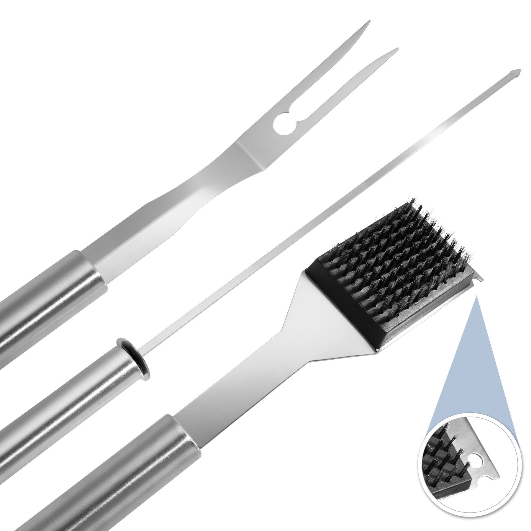 tectake Grillbesteck-Set Grillbesteck aus Edelstahl 18-tlg.