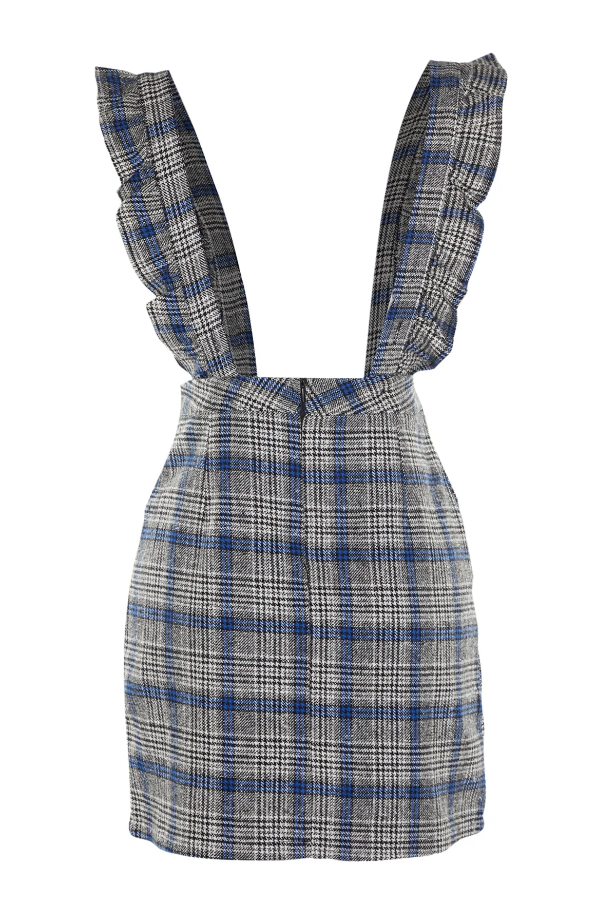 Trendyol Collection  Graues, kariertes Mini-Weste-Webkleid TWOAW20EL0292