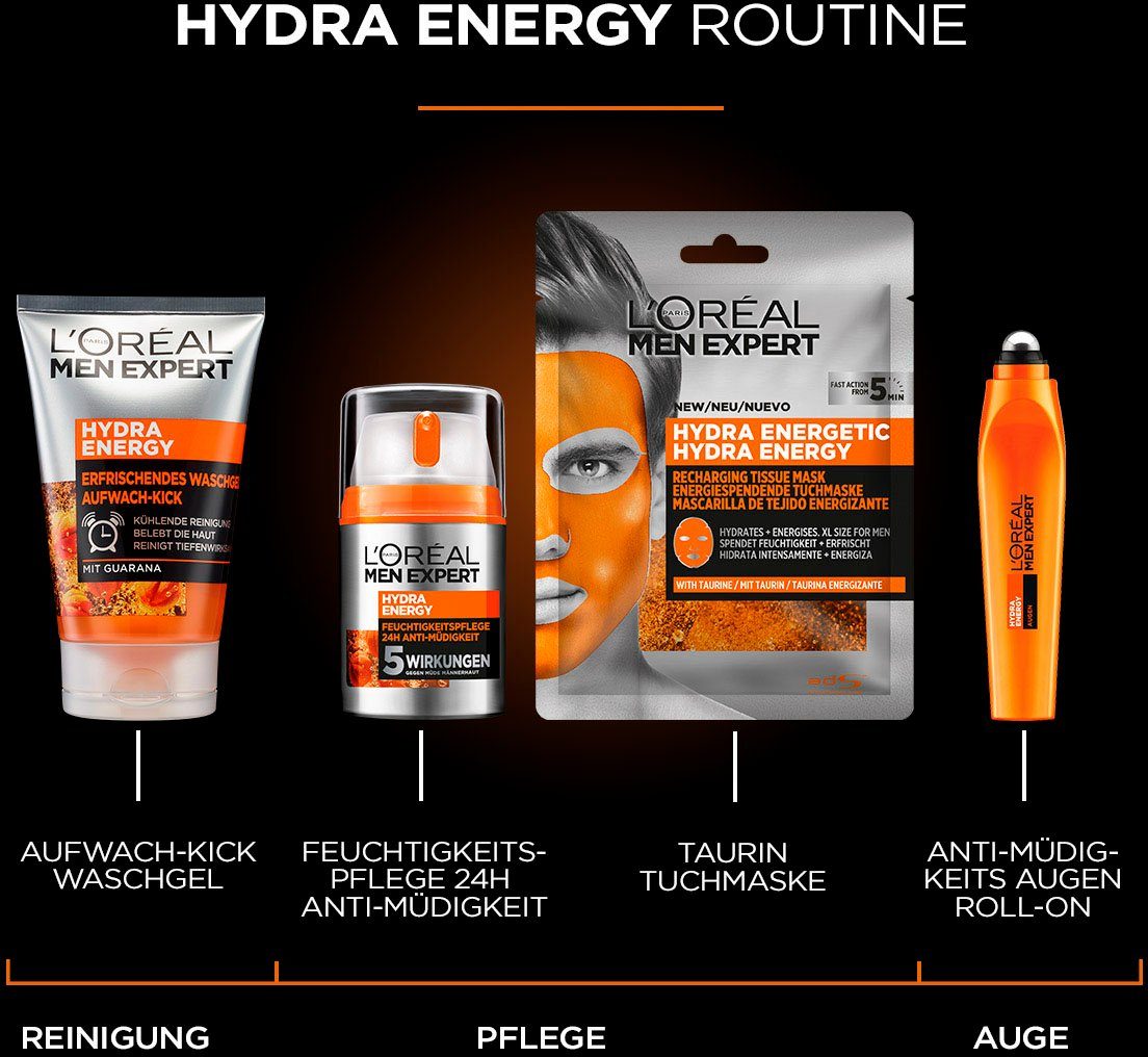 L'ORÉAL PARIS MEN EXPERT Gesichtsmasken-Set Pure Charcoal und Hydra Energy Set, 4-tlg.