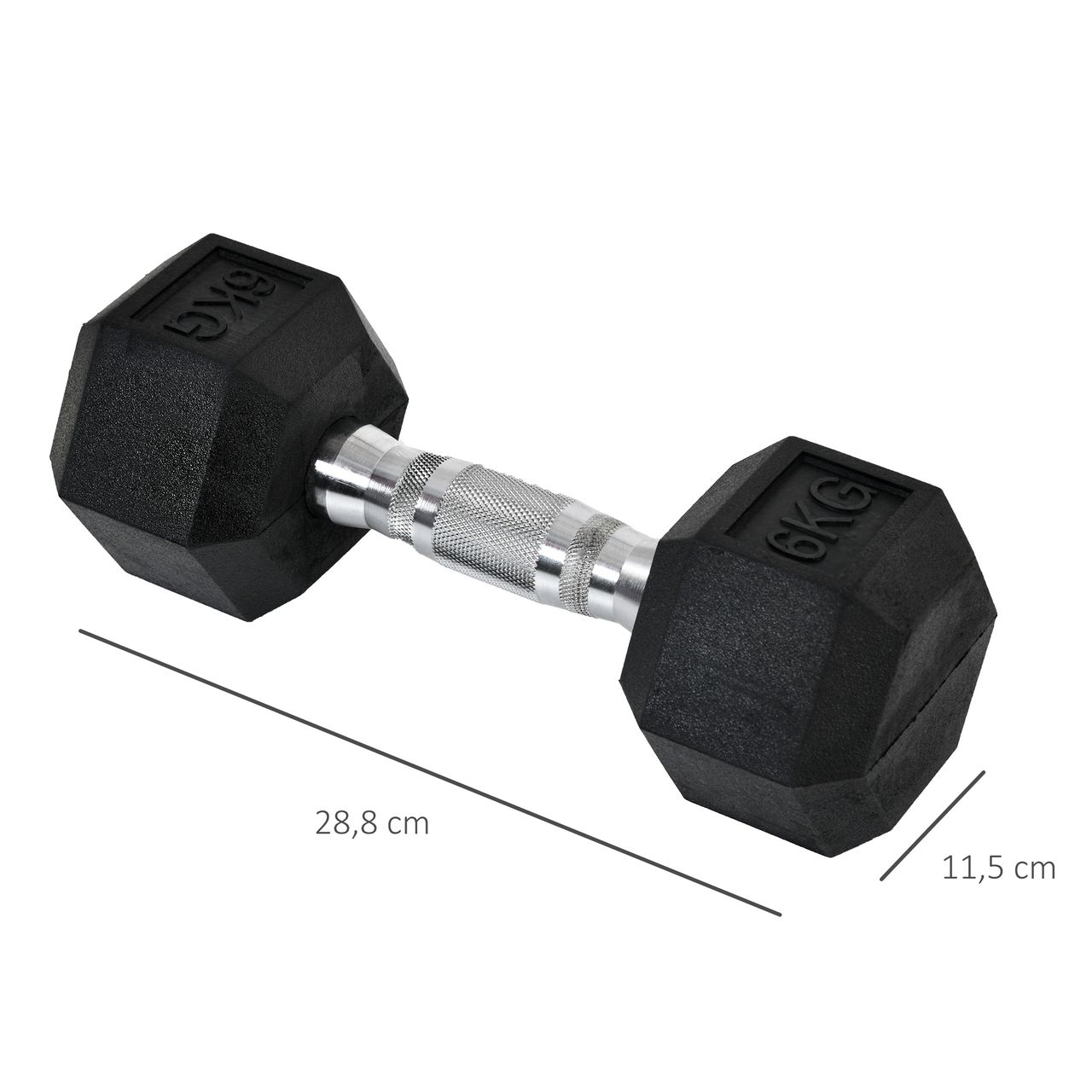 HOMCOM 2er-Set Gummi-Hantel Fitness Hantel Kurzhantel für Trainingsraum schwarz 6 KG