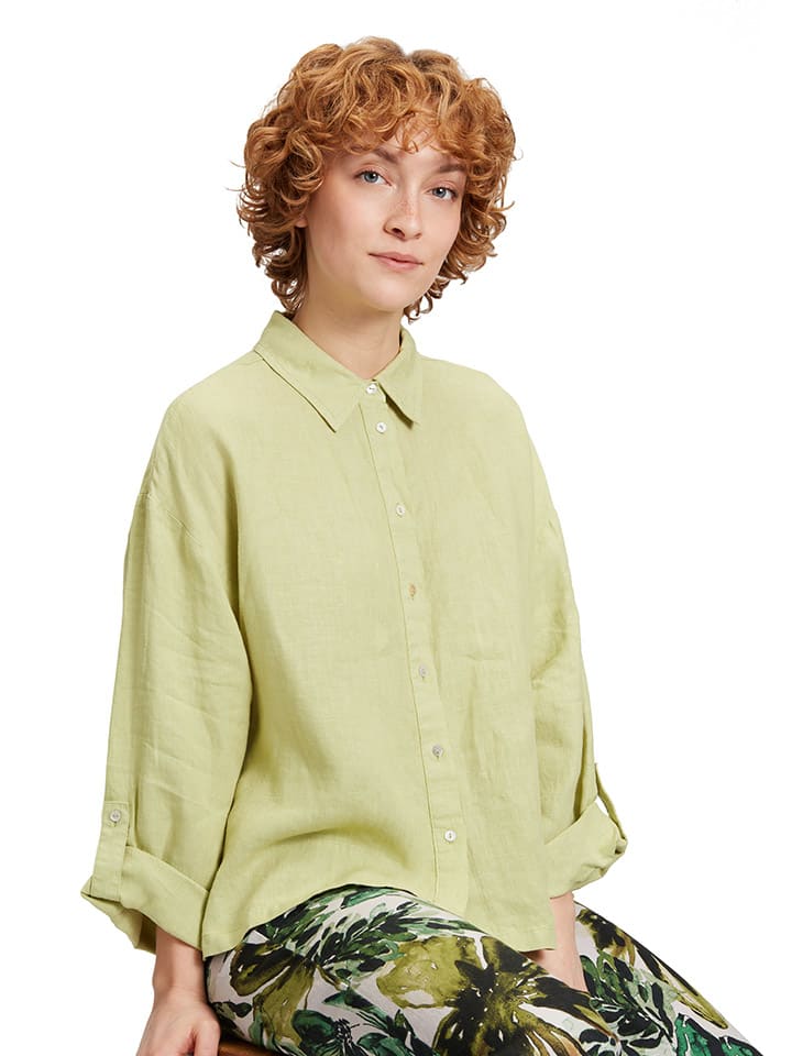 CARTOON Leinen-Bluse in Hellgrün günstig kaufen