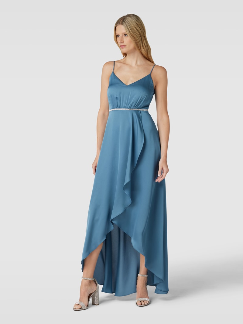 Abendkleid mit V-Ausschnitt in petrol