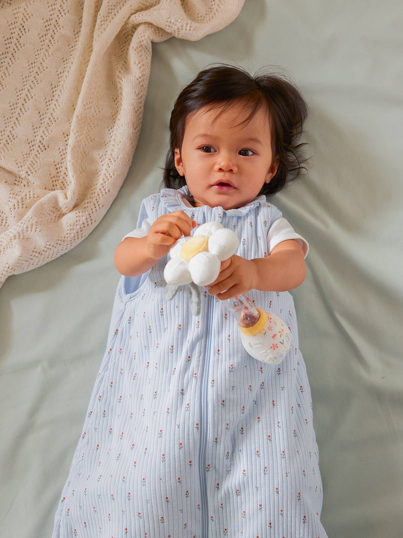 Vertbaudet Ärmelloser Baby Schlafsack GIVERNY personalisierbar Oeko-Tex - lavandel