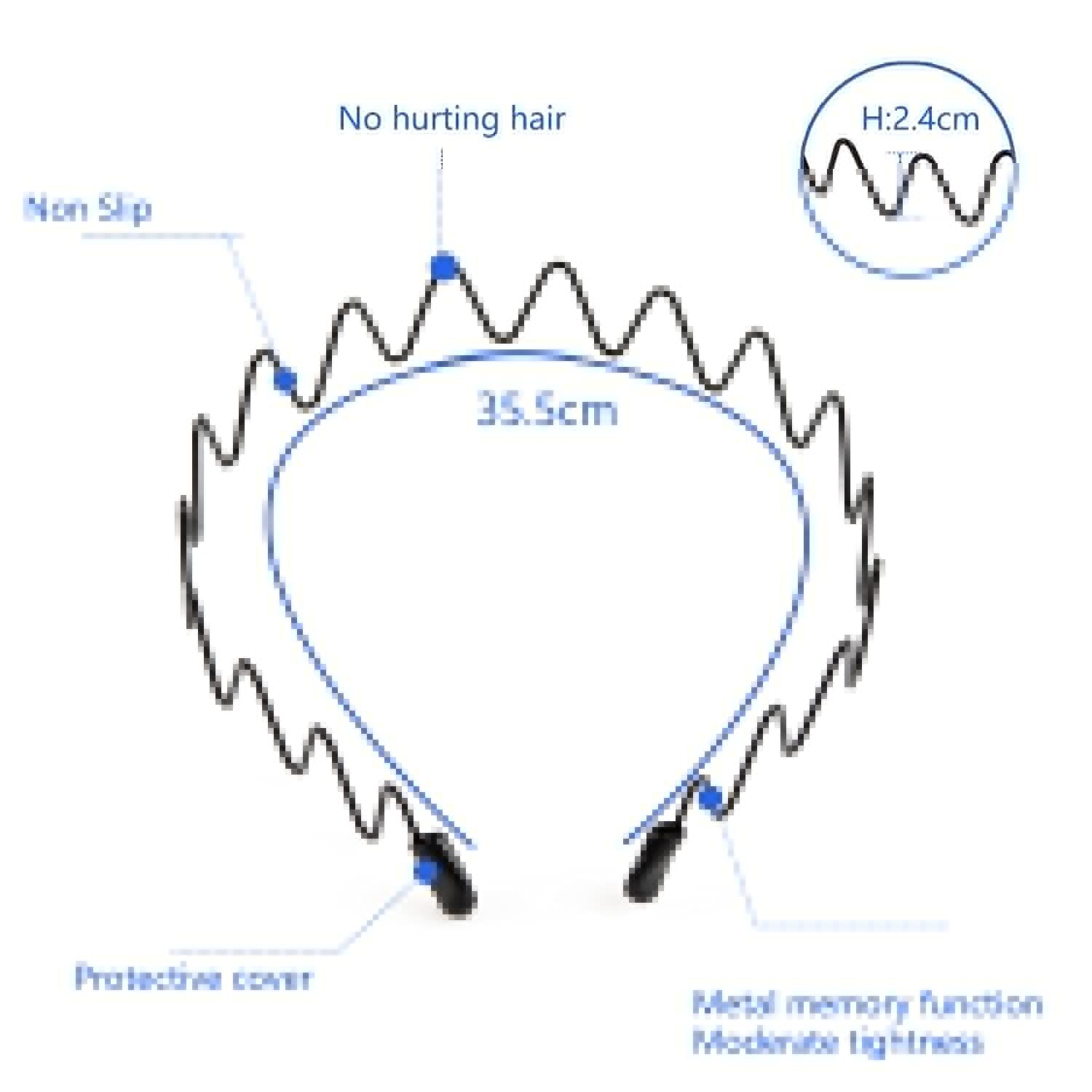 Perfine Haarband Haarreifen Damen Männer, Zickzack Haarreif, Hair Band, 10 Stück, 10 Stück, Allergien vorbeugen wasserdicht