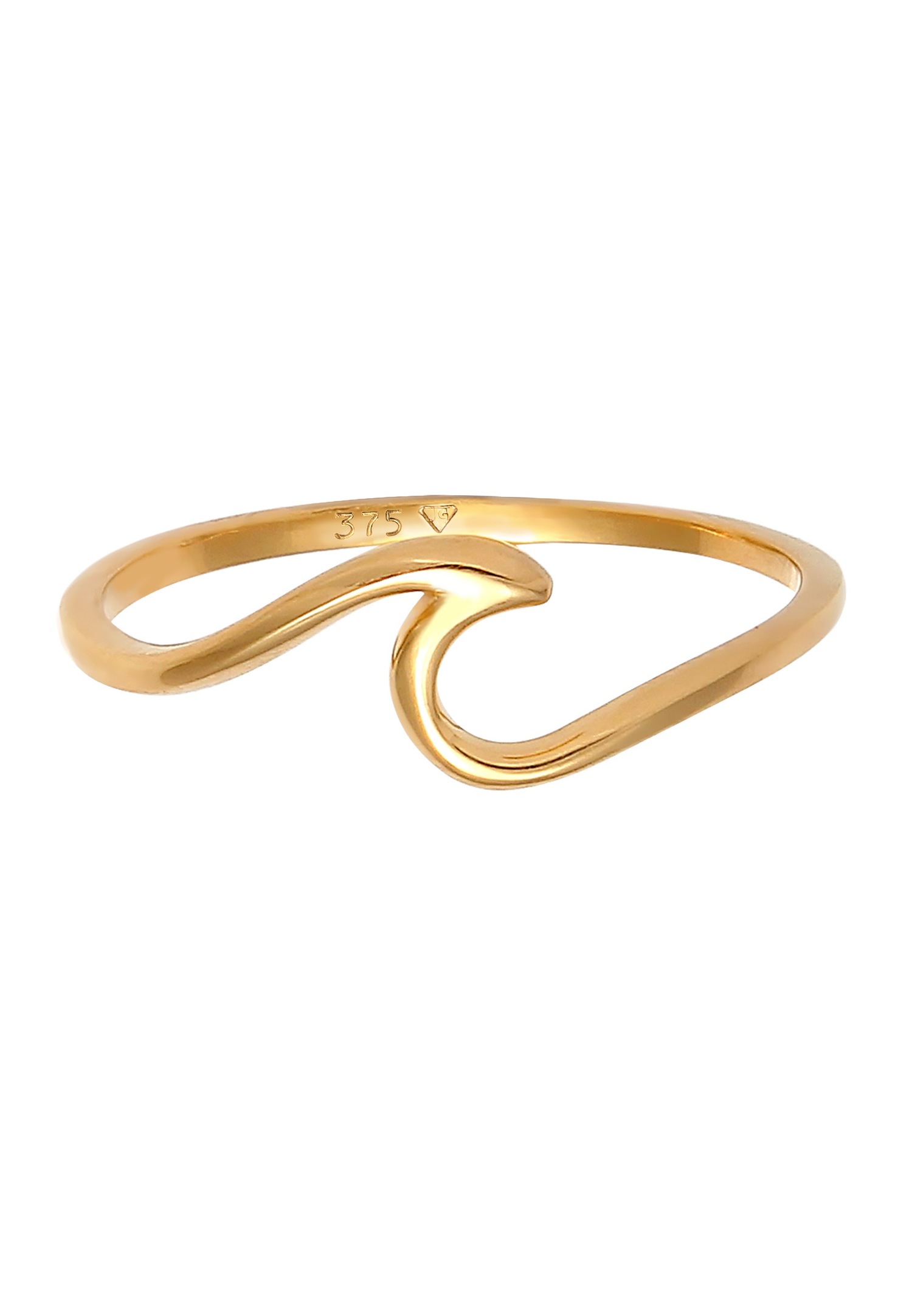 Elli PREMIUM Ring Wellen Wave Strand Maritim 375 Gelbgold