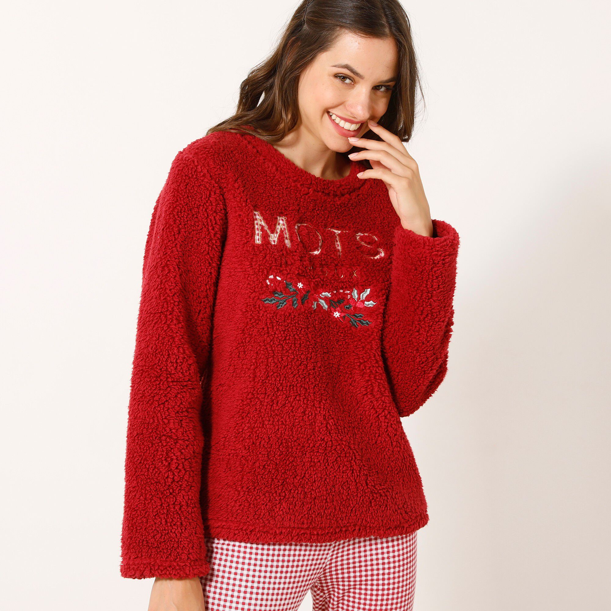 Pyjama sweat sherpa, legging jersey imprimé