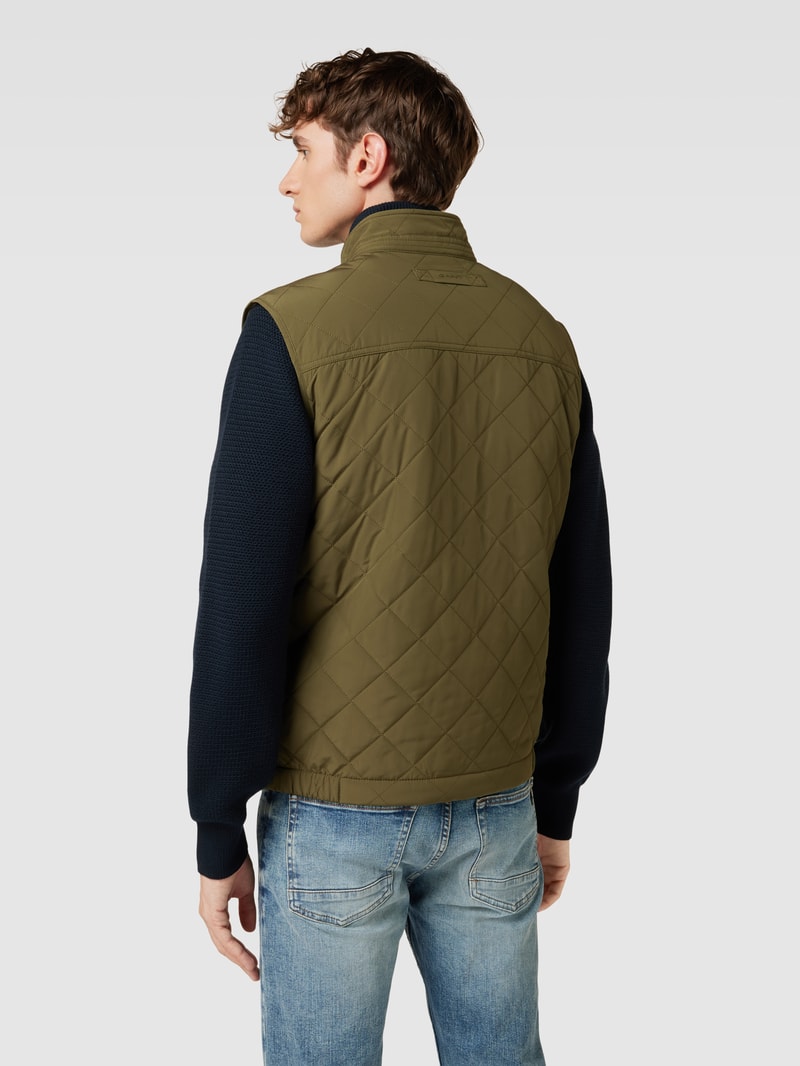Weste mit Label-Stitching in olivgrün