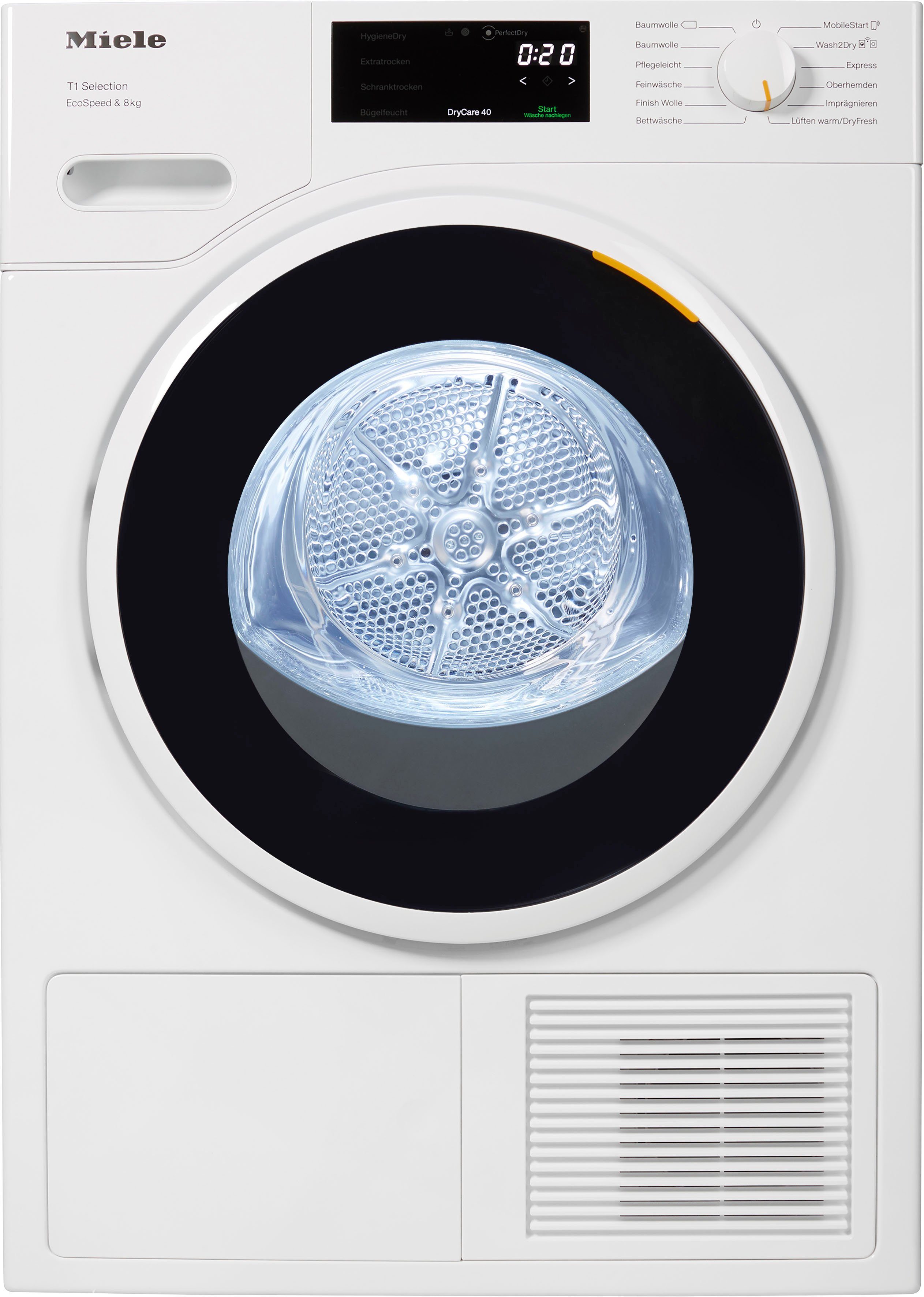 Miele Wärmepumpentrockner TSF763WP, 8 kg, DryCare40 trocknet fast alle Textilien die bei 40 °C waschbar sind