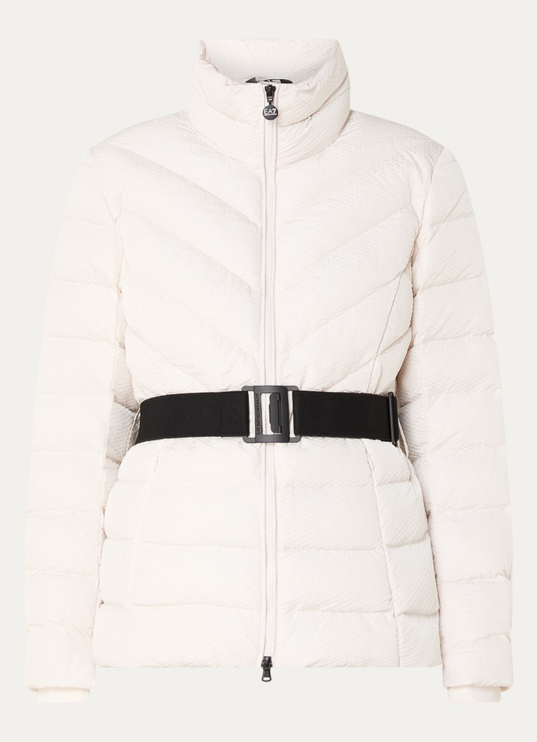 Pikowana kurtka Emporio Armani z paskiem i fakturą