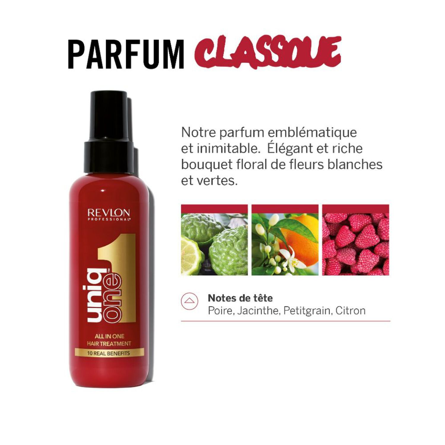 revlon professional Masque spray Sans Rinçage 10 Bienfaits Rouge Classique UNIQONE™ - Tous Types de Cheveux - 150 ml