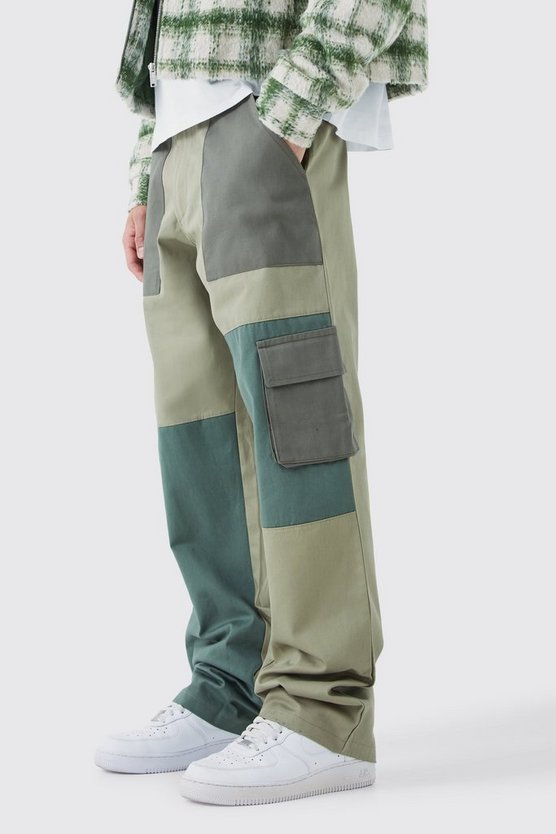 Lockere Colorblock Cargo-Hose mit Logo