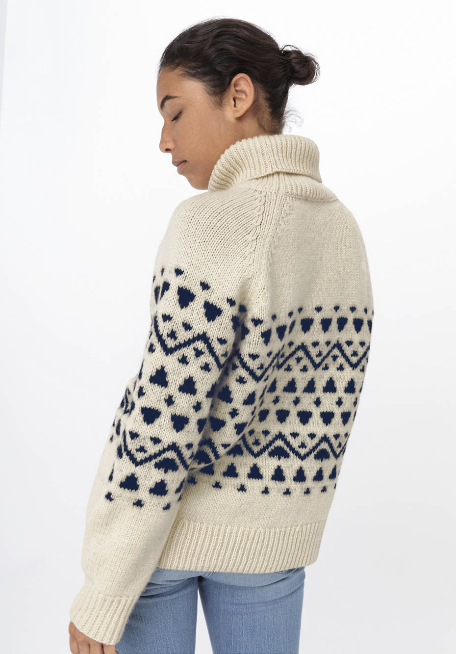 Jacquard-Pullover aus Bio-Merinowolle mit Alpaka