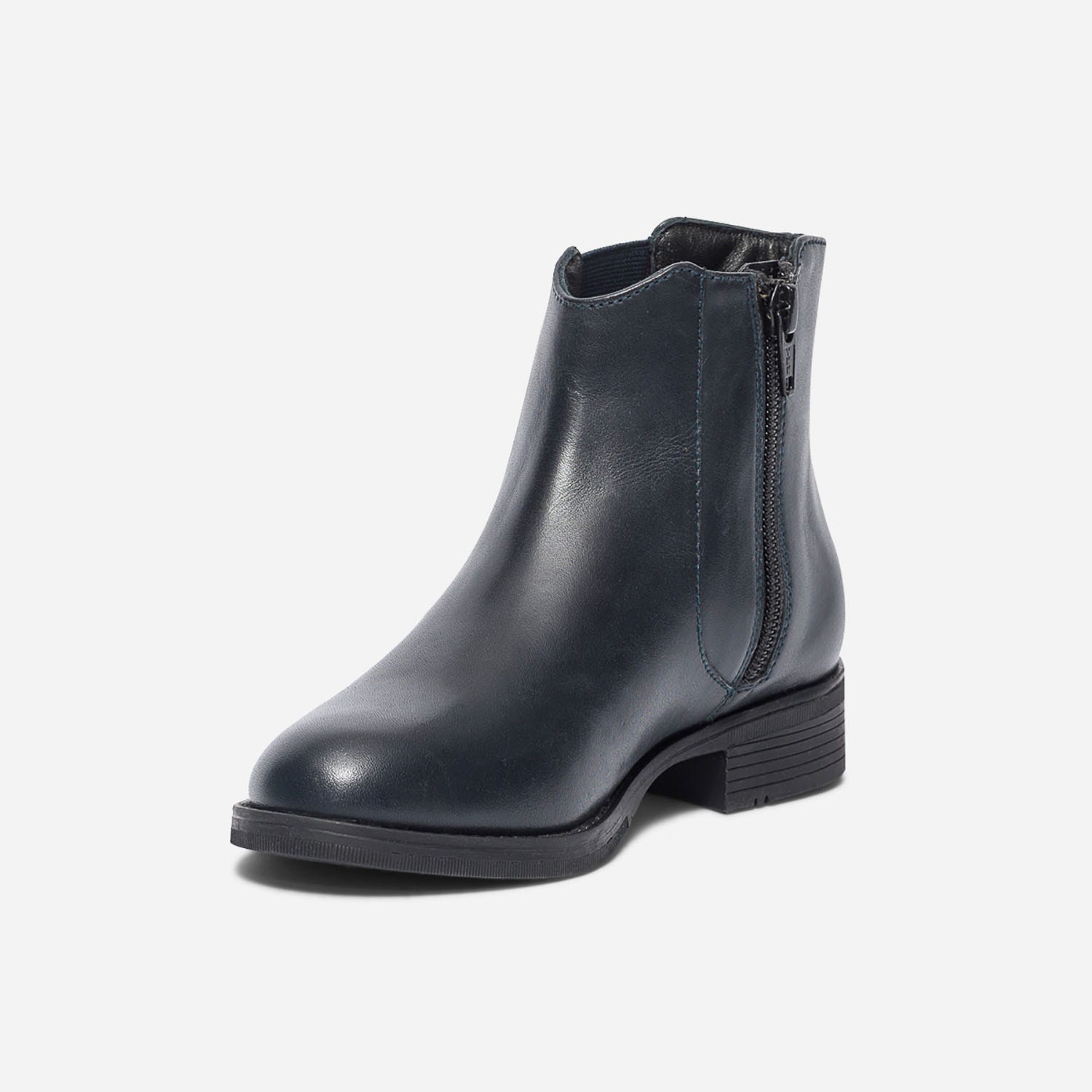 Chelsea boots marine en cuir avec découpe métallisée