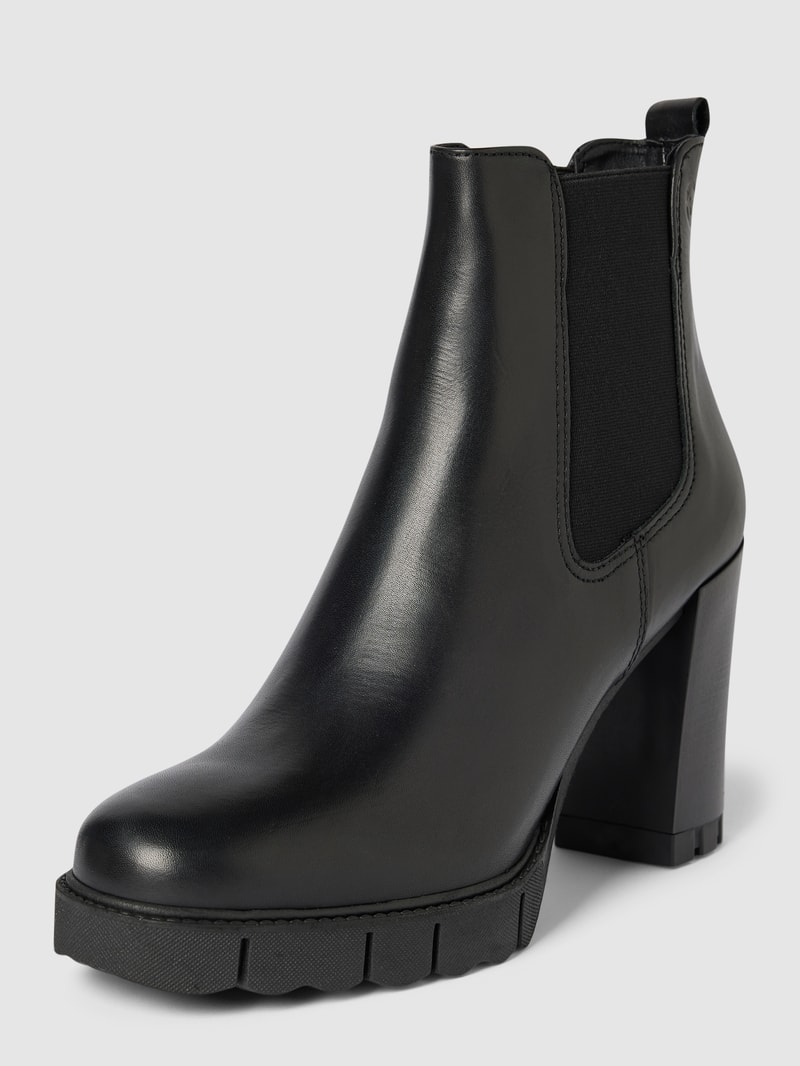 Chelsea Boots aus Leder mit Blockabsatz in schwarz