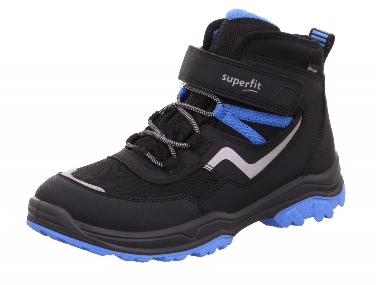 JUPITER - Schwarz/Hellblau Boots mit Klettverschluss