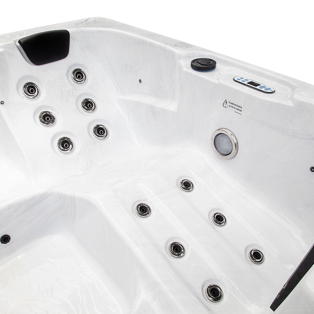 Home Deluxe HOME DELUXE Outdoor Whirlpool WHITE MARBLE inkl. Treppe und Thermoabdeckung