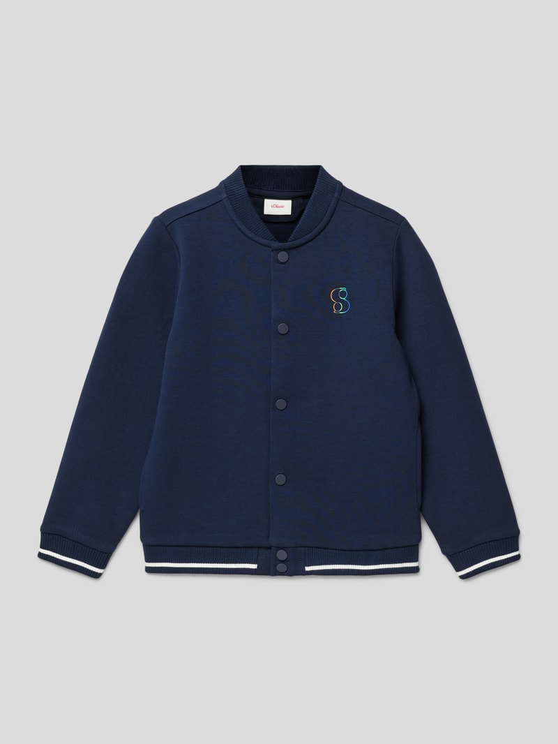 Sweatjacke mit Kontraststreifen Modell 'Back to school' in marineblau