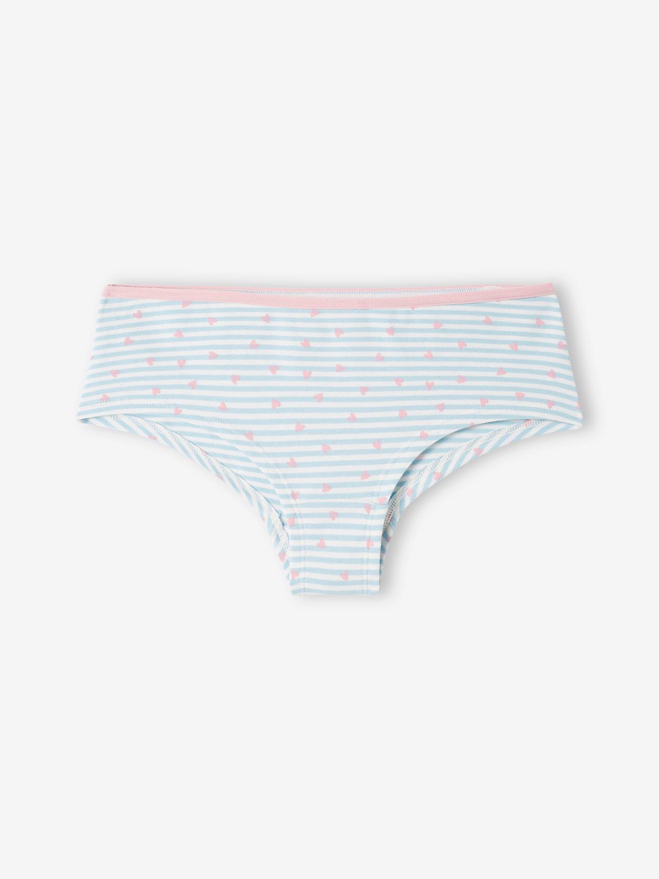 Vertbaudet 7er-Pack Mädchen Shortys, Herzen Oeko-Tex - blau