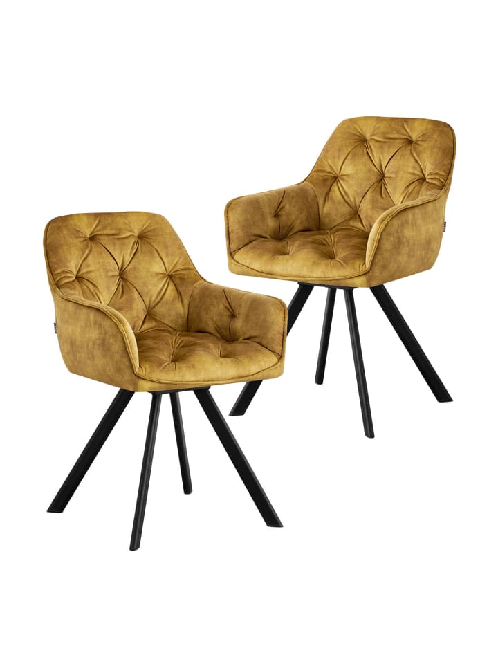 B&D Home 2er-Set: Drehstuhl DIETER in Gelb - (B)56 x (H)84 x (T)61 cm günstig kaufen onesize