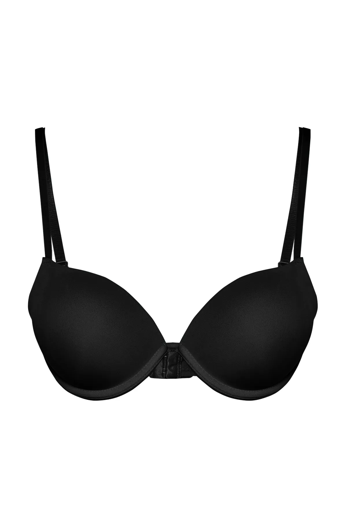 Trendyol Collection  Schwarzer T-Shirt-BH mit extra Push-Up-Effekt und String-Trägern, Strick-BH THMAW22SU0004
