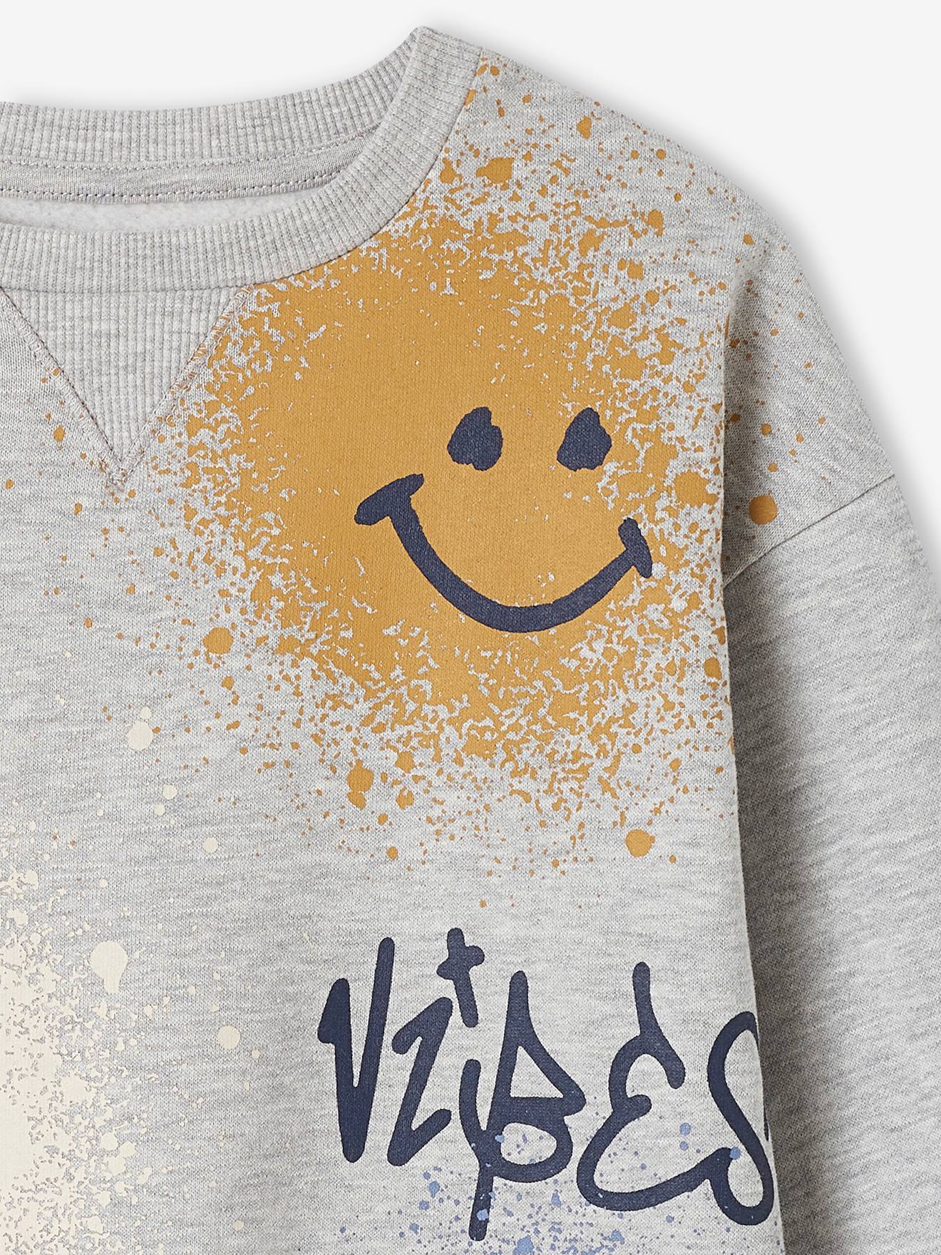 Sweat maxi graffitis pop garçon gris chiné
