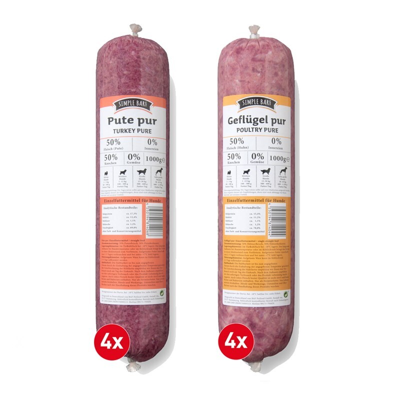 Simple BARF BARF/ Frostfutter Simple BARF Geflügel Paket 8x1000g