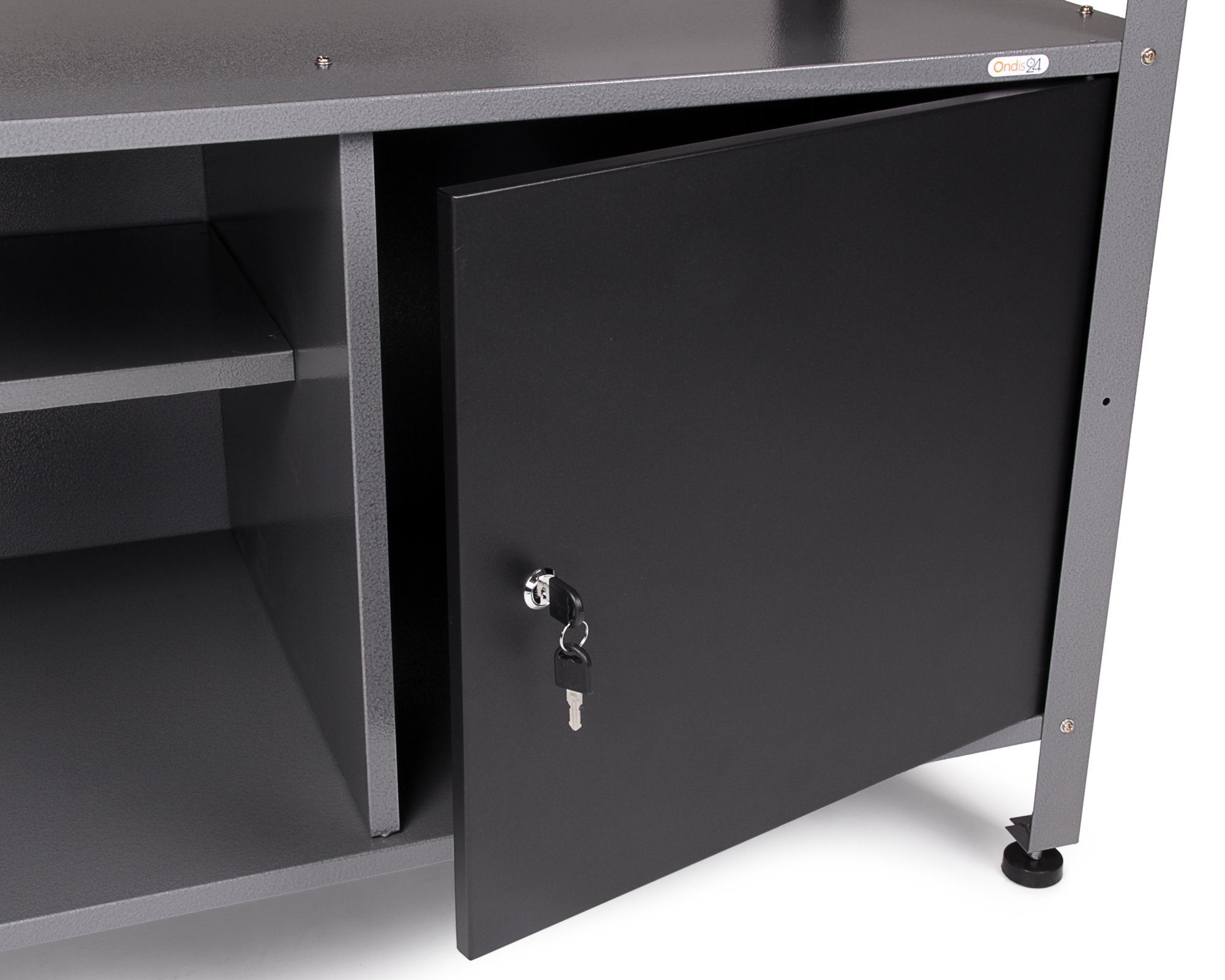 ONDIS24 Werkbank Werkbank Klaus 120 cm 120 x 60 x 85 (H) cm, belastbar bis 380 kg, abschließbare Tür, höhenverstellbare Füße