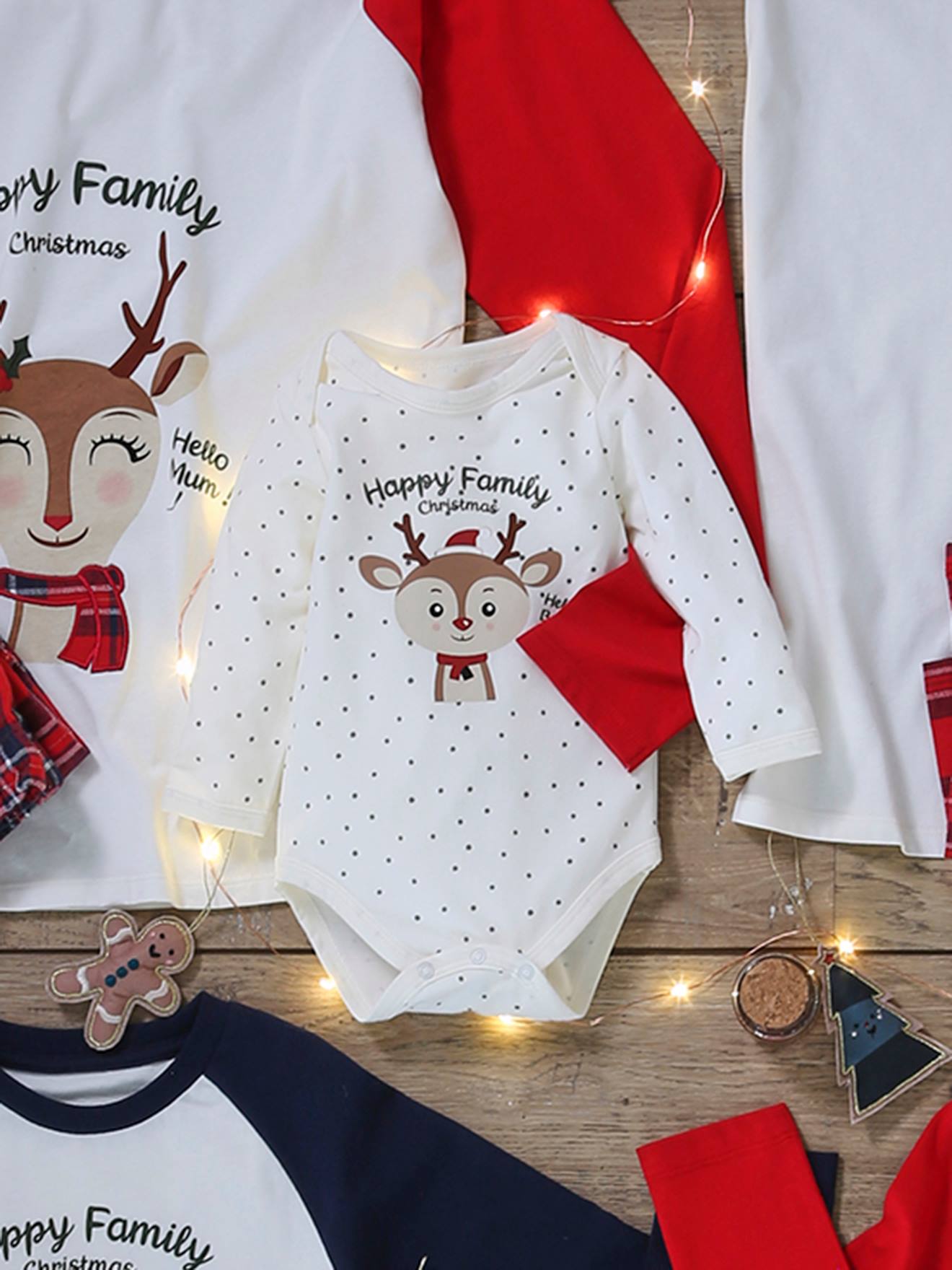 Body de Noël bébé capsule famille manches longues écru