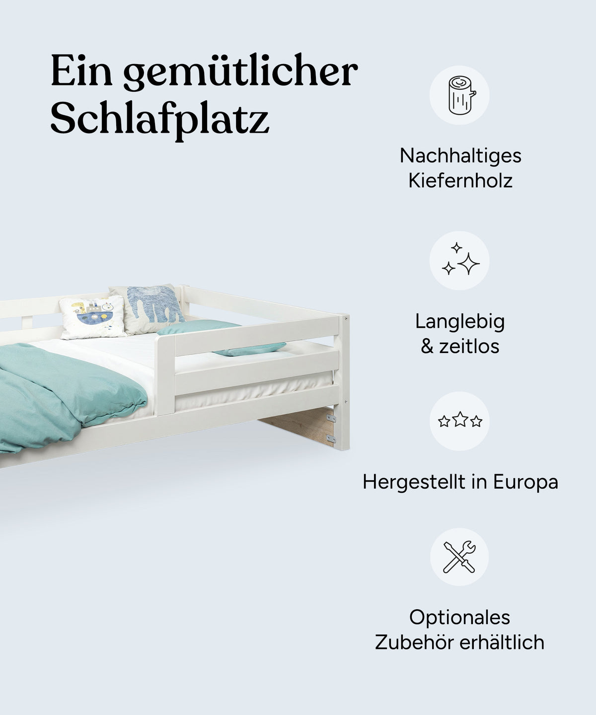 Kinderbett Kiefer K3 Weiß