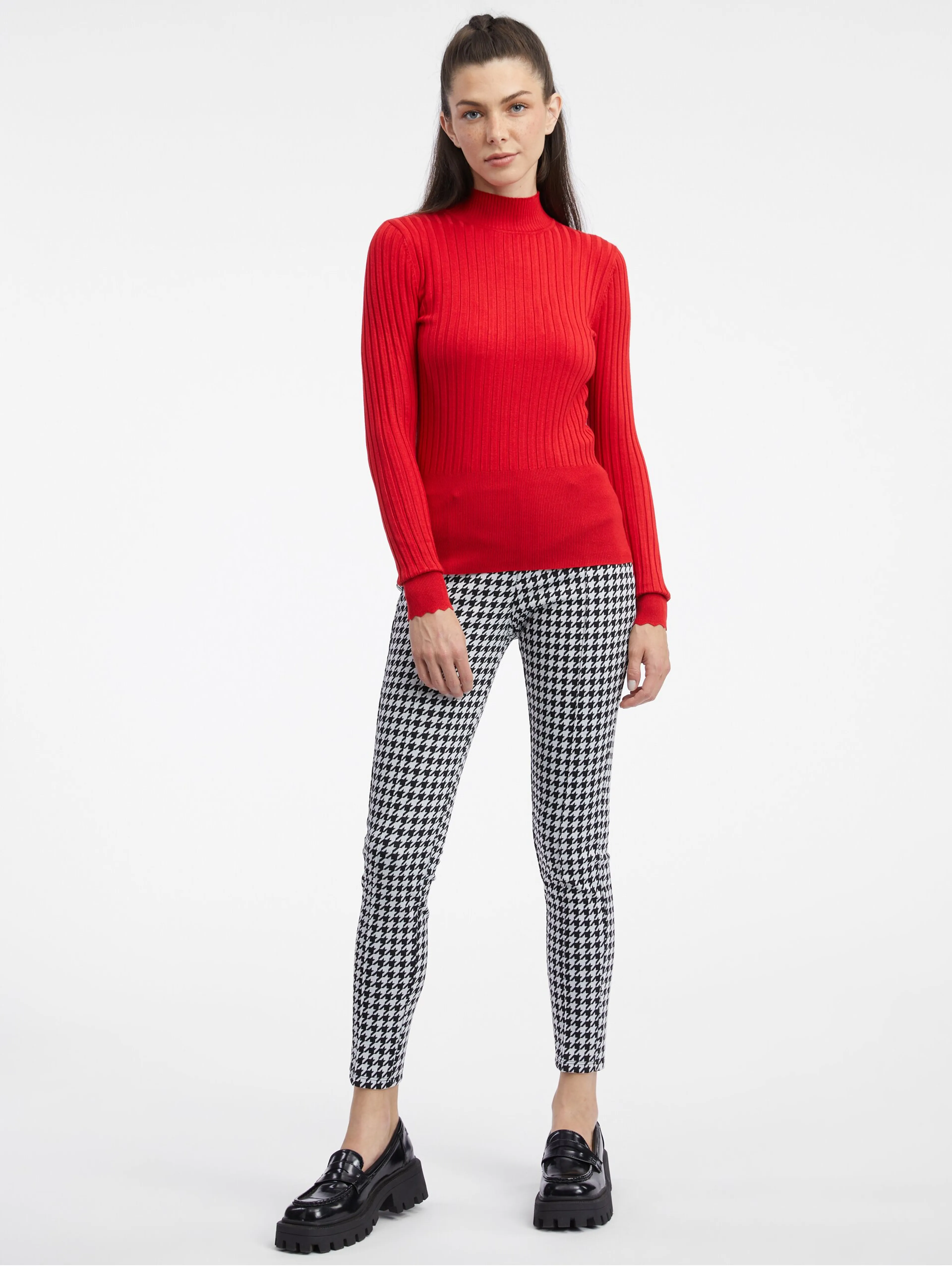 Roter Damen-Rippenpullover ORSAY