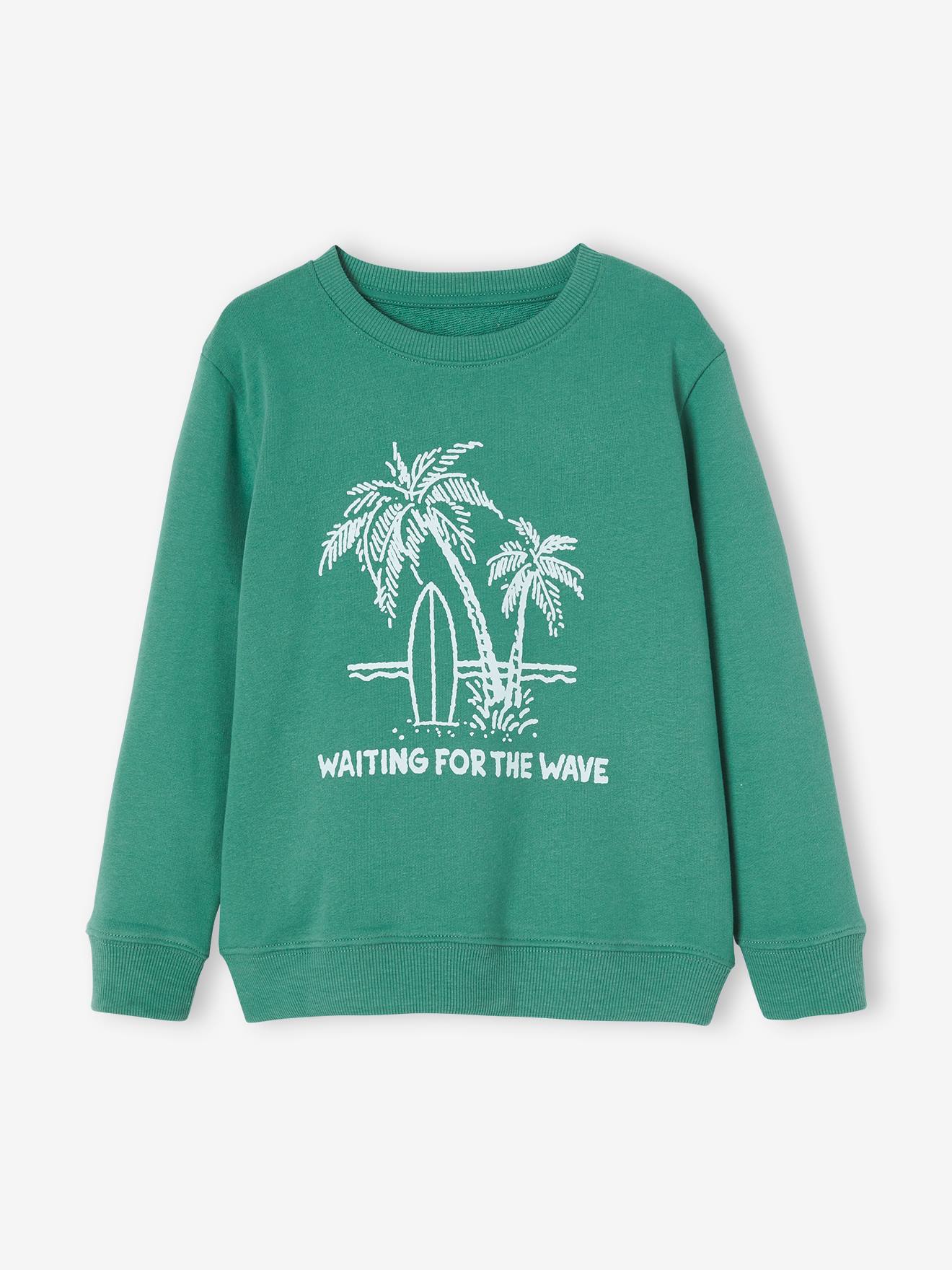 Sweat col rond imprimé garçon BASICS bleu