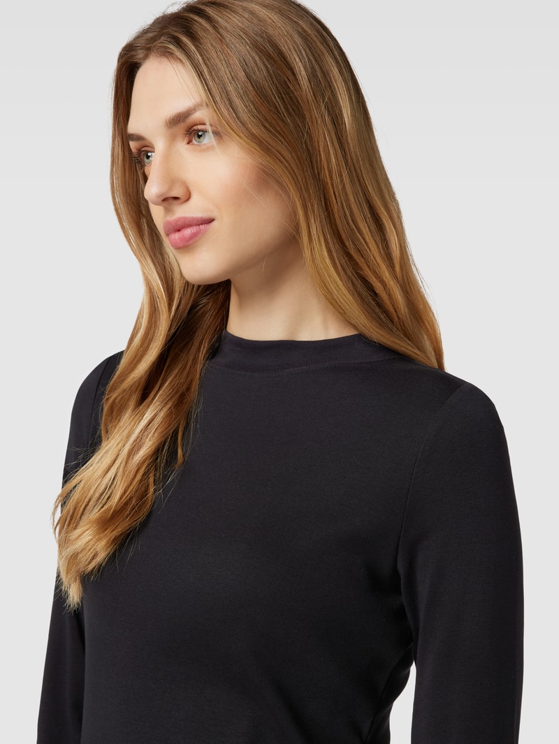 Longsleeve mit geripptem Rundhalsausschnitt in schwarz