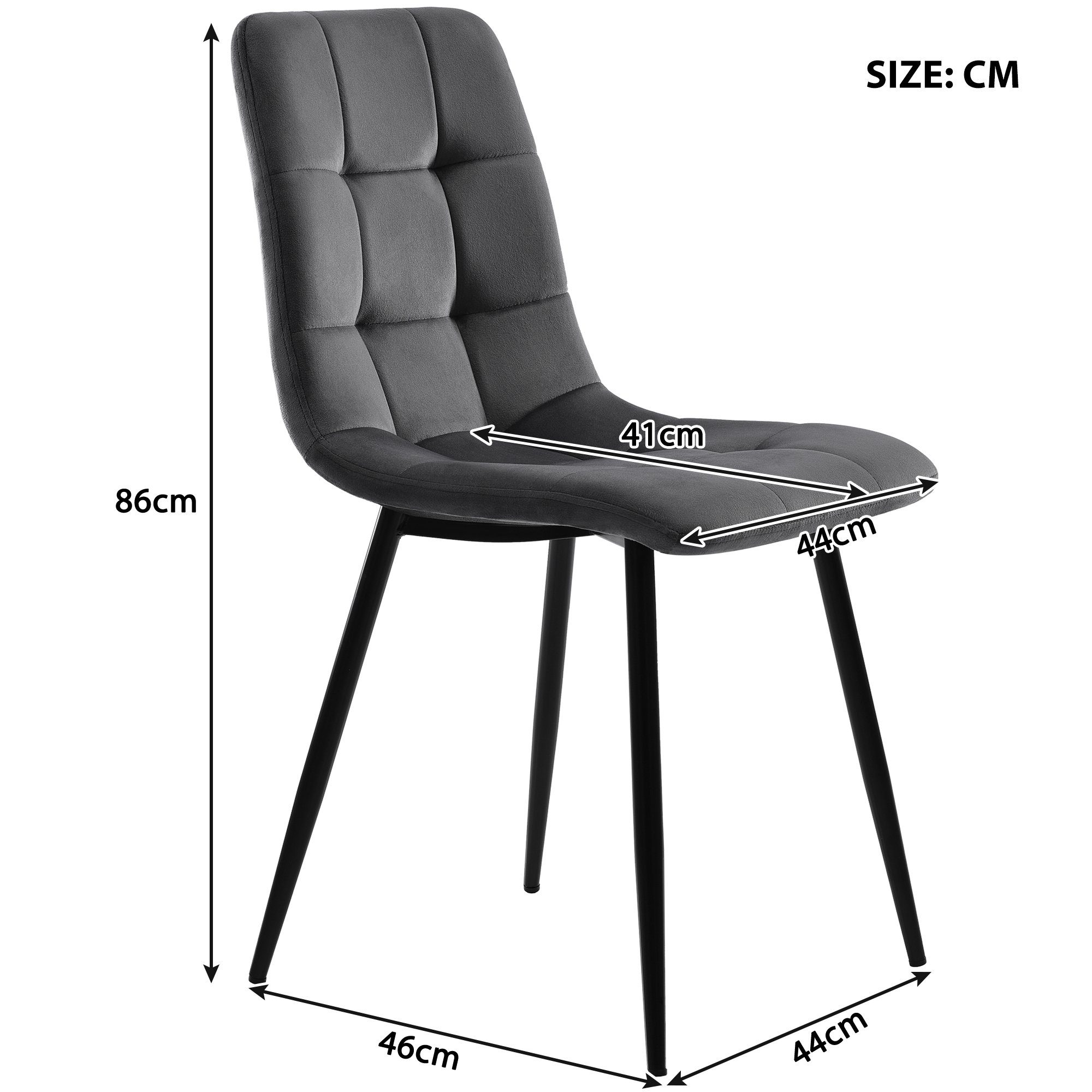 WISHDOR Essgruppe, (Stuhl mit Rückenlehne Nur Stühle, kein Tisch, 4-tlg., Sitzfläche aus Samt Gestell aus Metall), Rechteckiger Marmor Moderner set