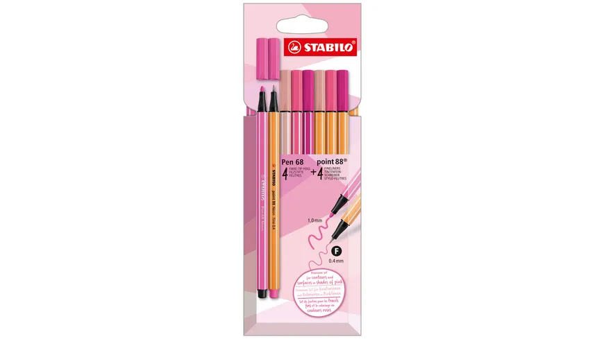 STABILO point 88 Fasermaler+ point 68 Fineliner Shades of Pink 8er Pack