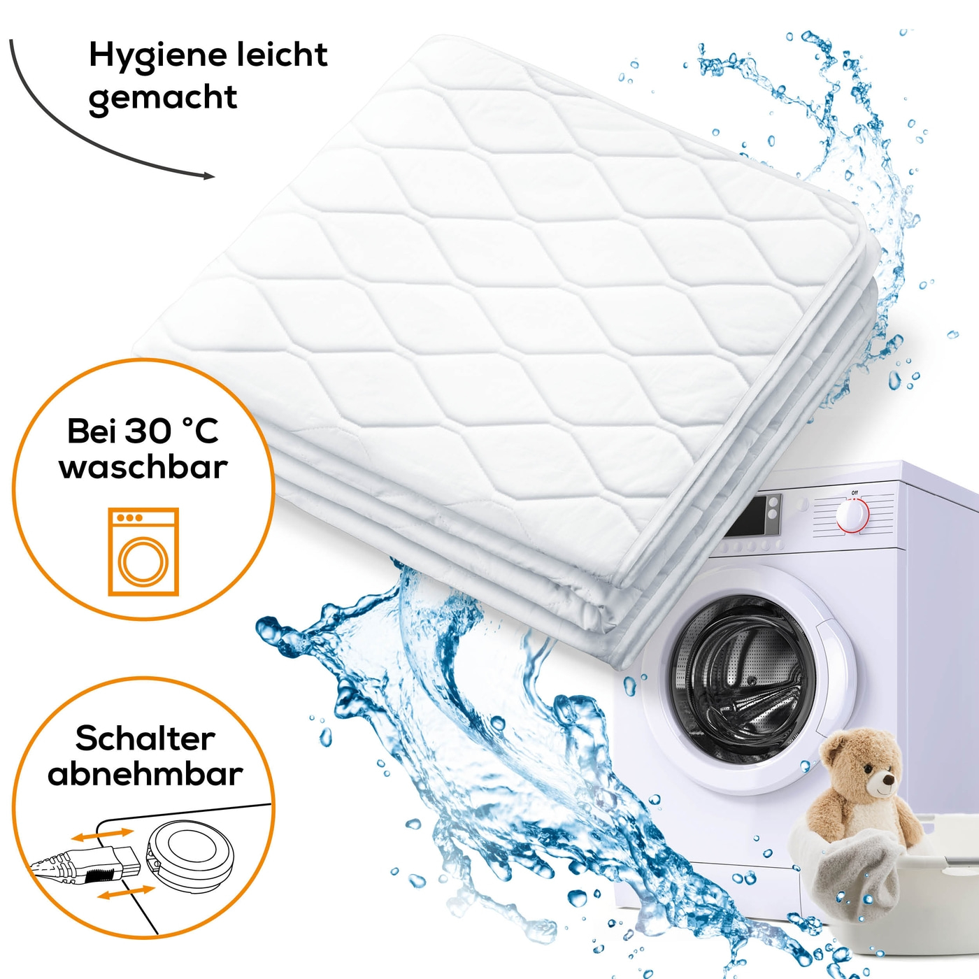 Beurer Spann-Wärmeunterbett UB 64-Wärmeunterbett als Spannbetttuch mit 3 Temperaturstufen - 200 x 100 cm
