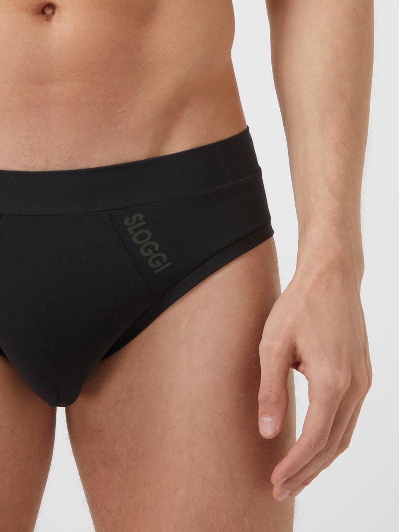 Slip mit Stretch-Anteil im 2er-Pack in schwarz
