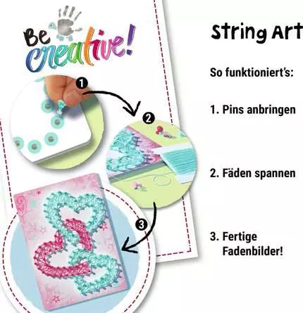 String Art Herz - Bastelset für Kinder ab 6 Jahren