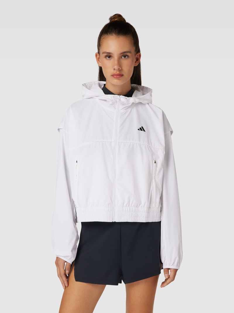 Sweatjacke mit Label-Details in weiß