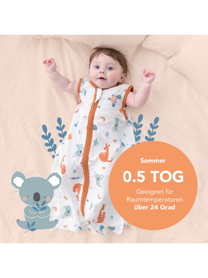 Schlummersack Musselin Babyschlafsack, 0.5 TOG in Braun günstig kaufen