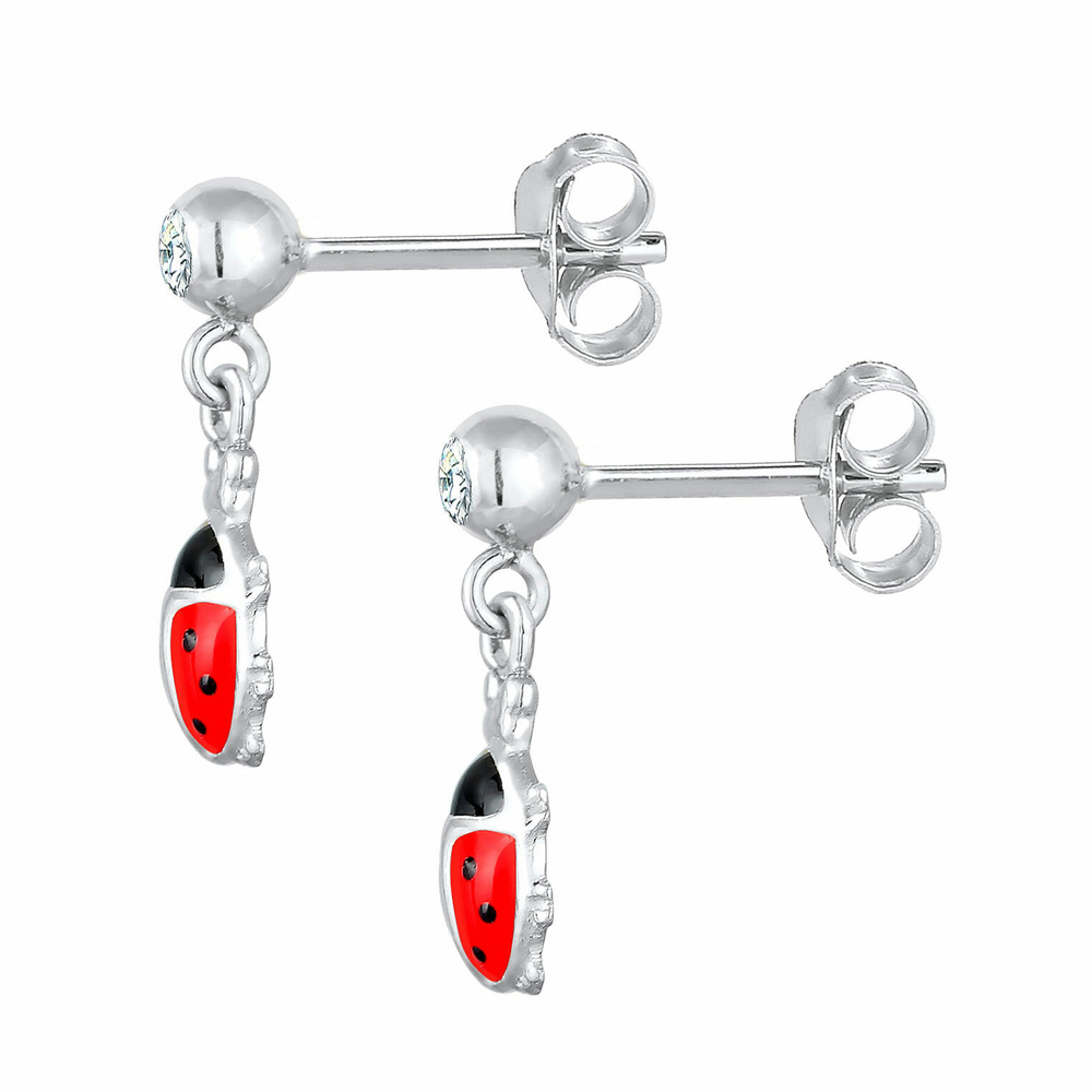 Elli Elli Boucles d'Oreilles Boucles d'oreilles enfants coccinelle mignon avec des cri Boucles d'oreilles
