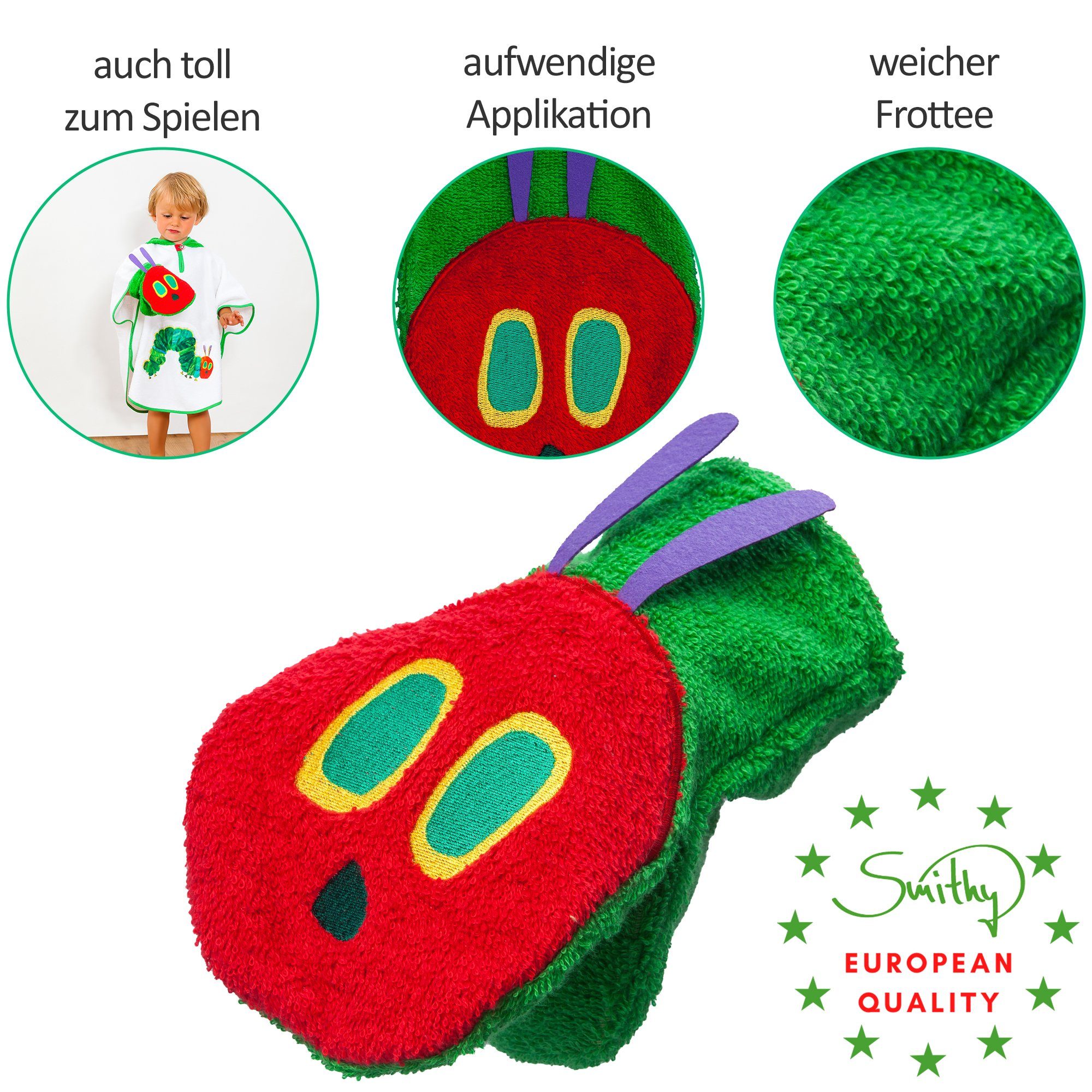 Smithy Waschlappen Waschhandschuh Raupe Nimmersatt (1-tlg), Applikation