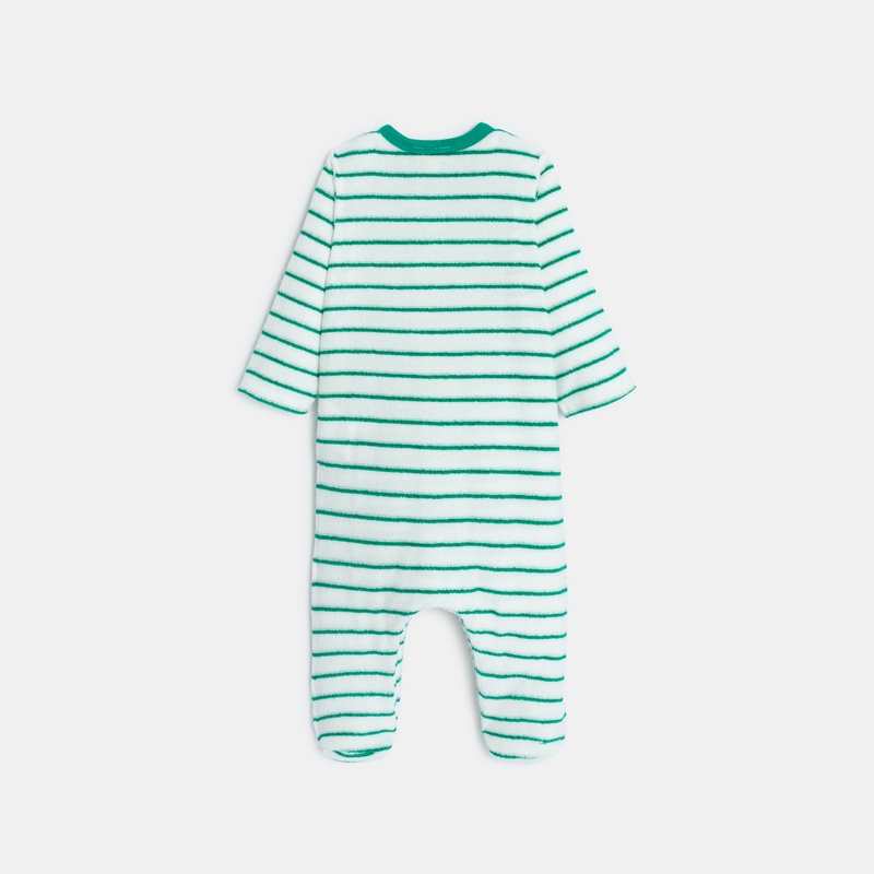 Pyjama bébé écru à rayures vertes Catimini