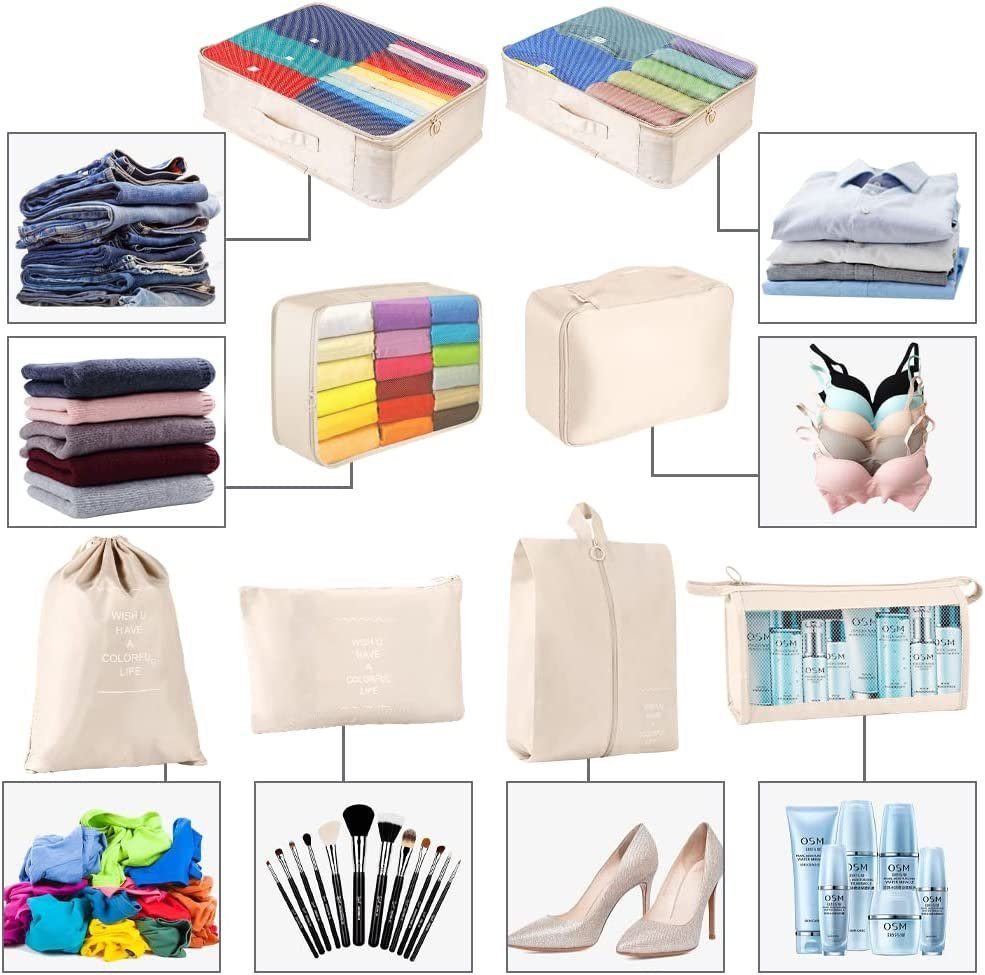 Bedee Kofferorganizer 9 Teilige Koffer Organizer Packing Cubes Kleidertaschen (9-tlg)