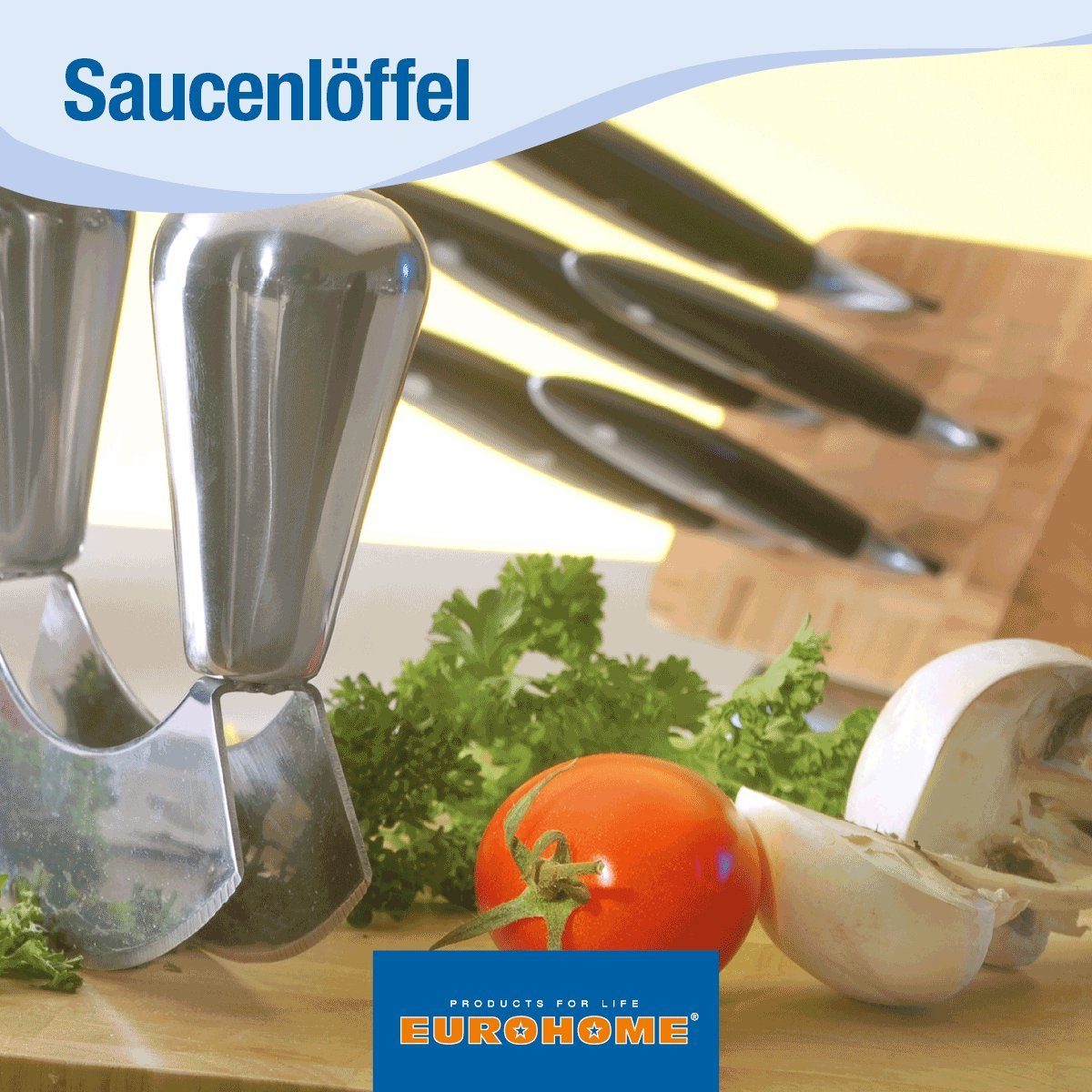 EUROHOME Soßenlöffel Edelstahl Soßenkelle CARMEN mit Ausgießer - Rostfrei, Suppenkelle Edelstahl - Saucenkelle aufhängbar