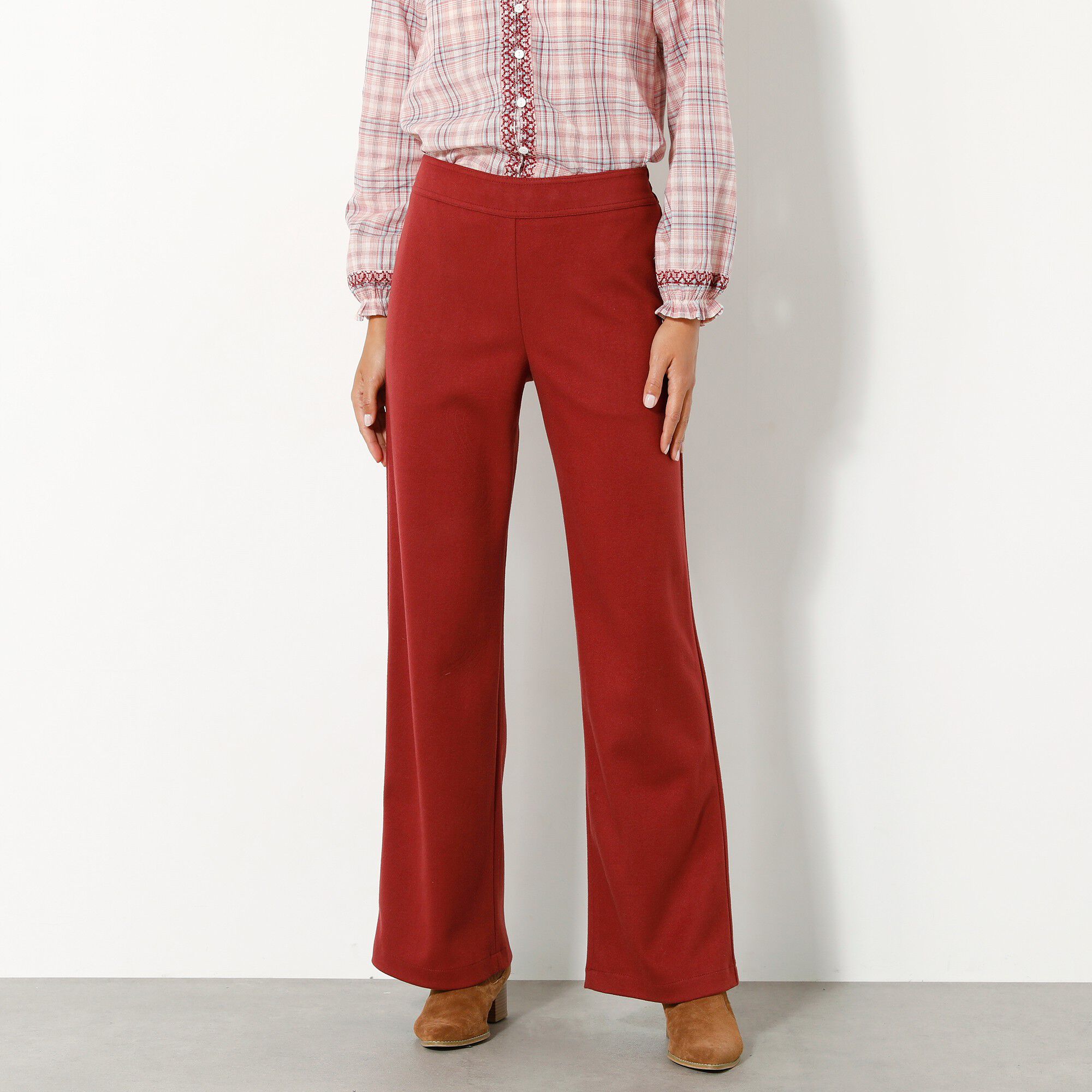 Pantalon large chaud, aspect lainage