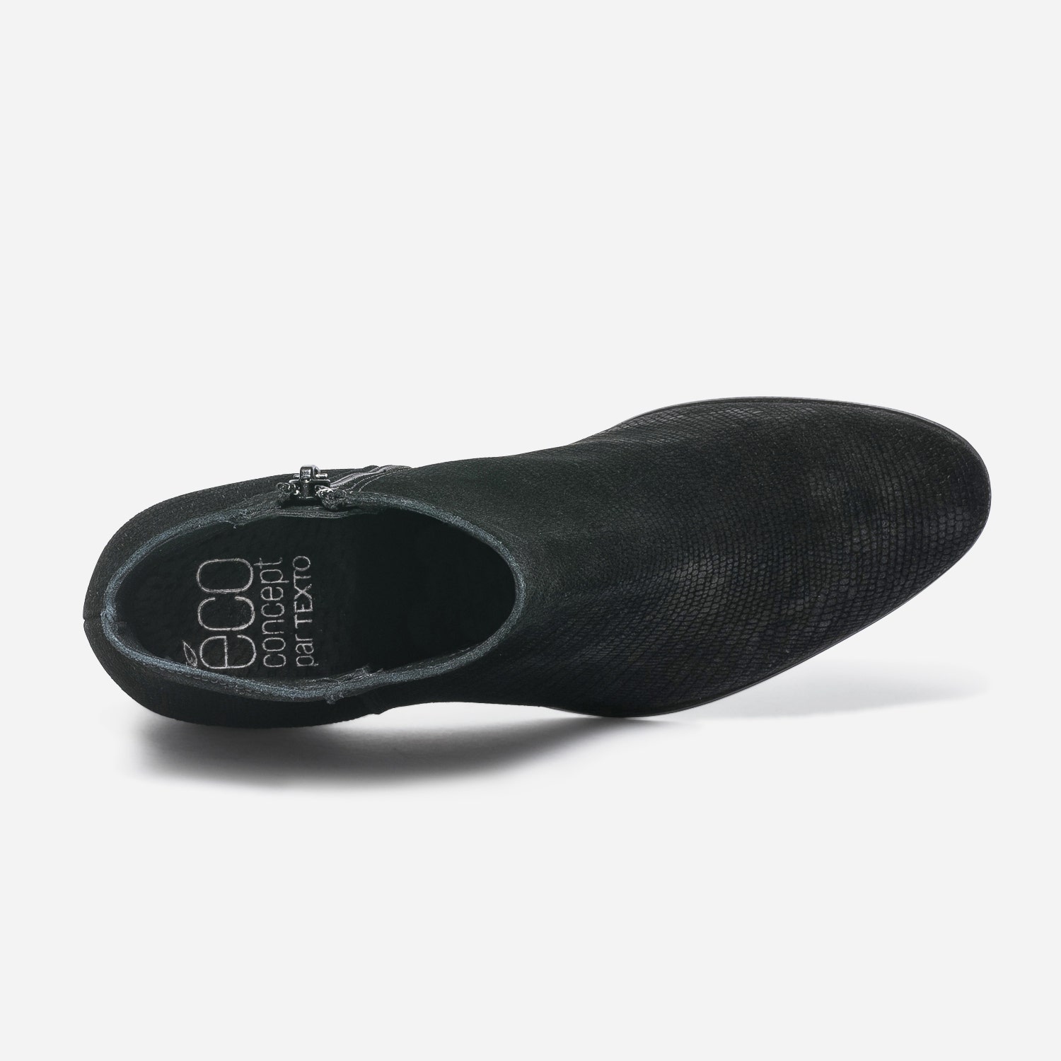 Boots TEXTO noir éco-conçu cuir velours embossé