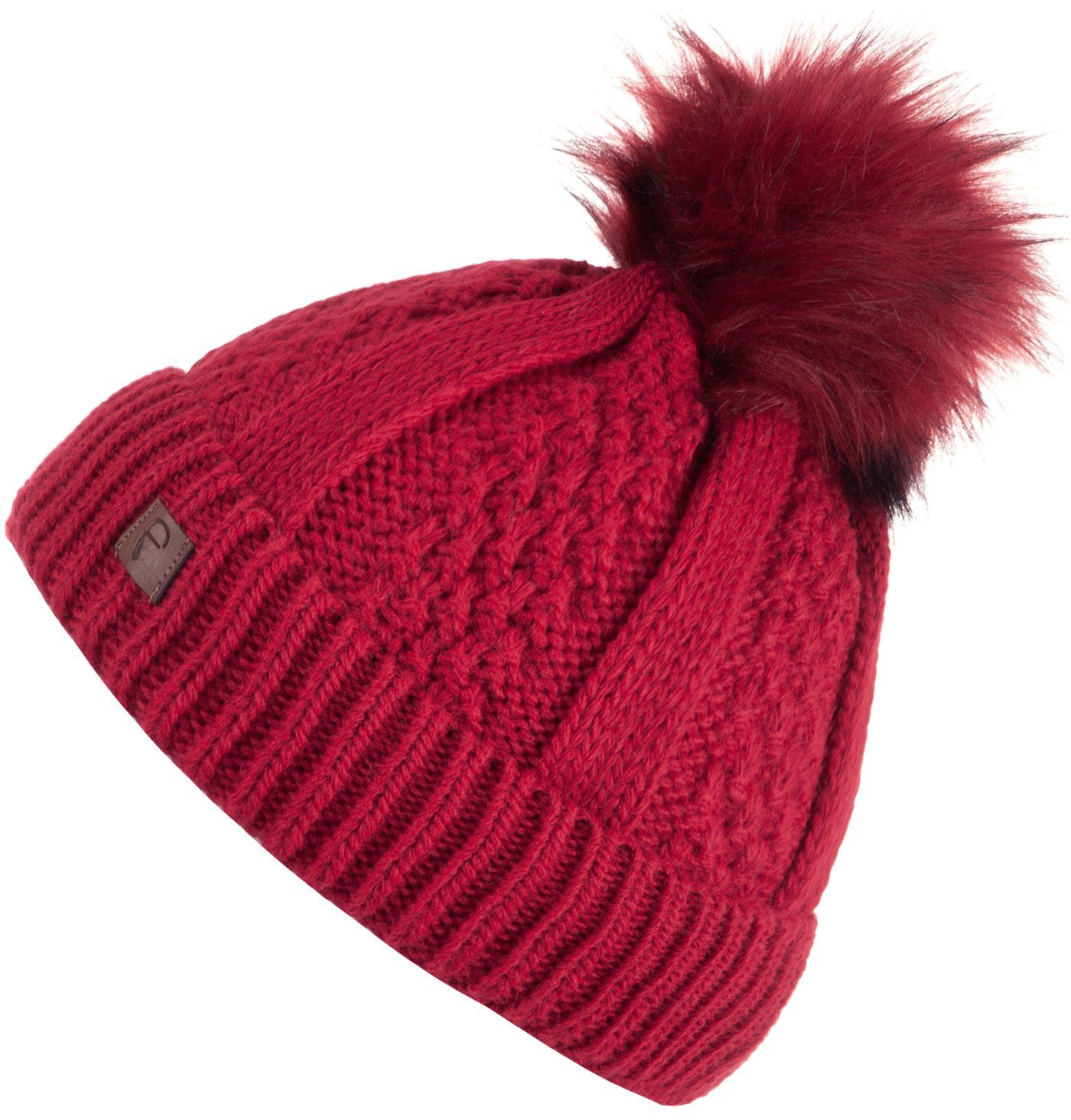 Faera Bommelmütze Wintermütze Damen Herren Mützen Beanie Haube gefüttert Strickmütze